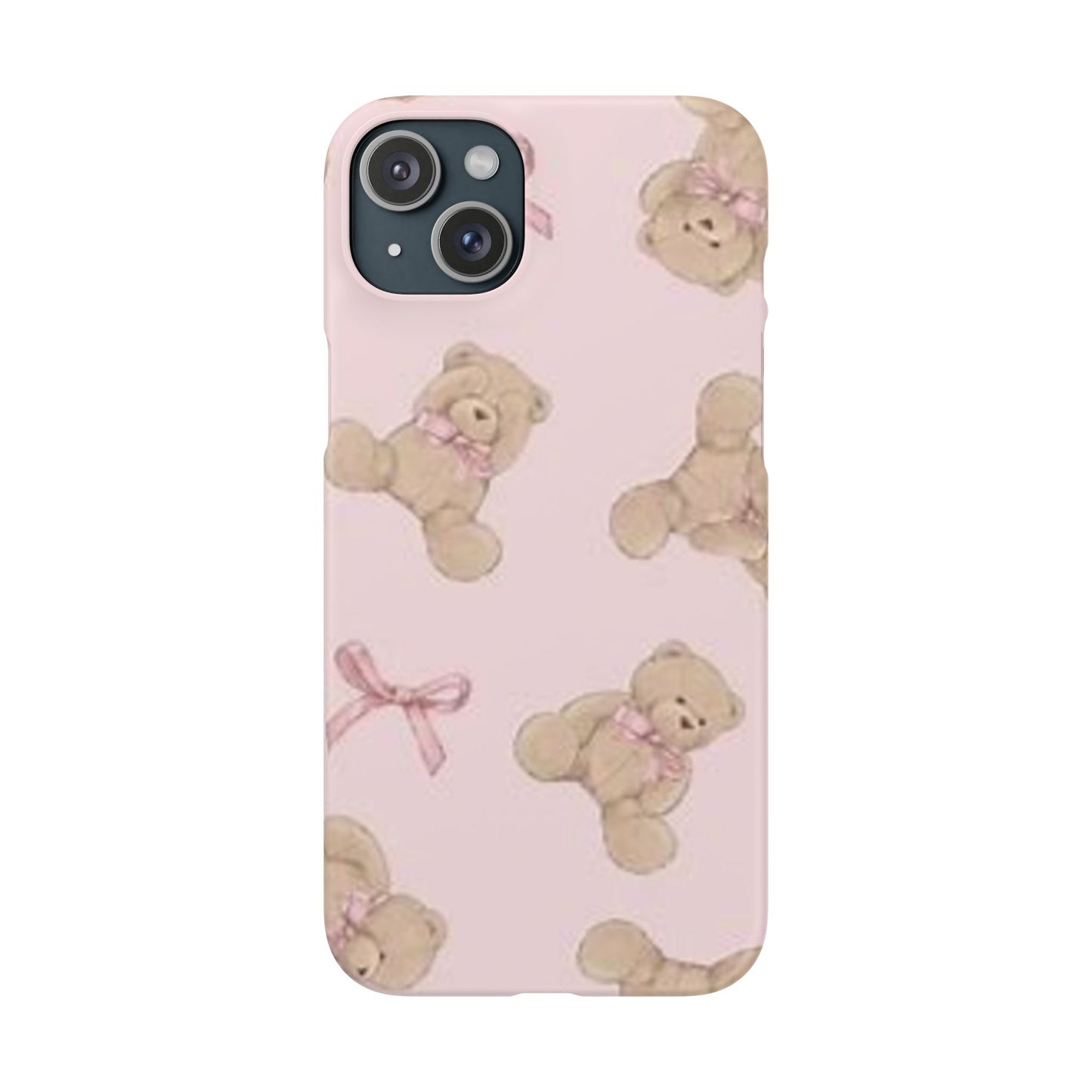 pink background teddy bear phone case