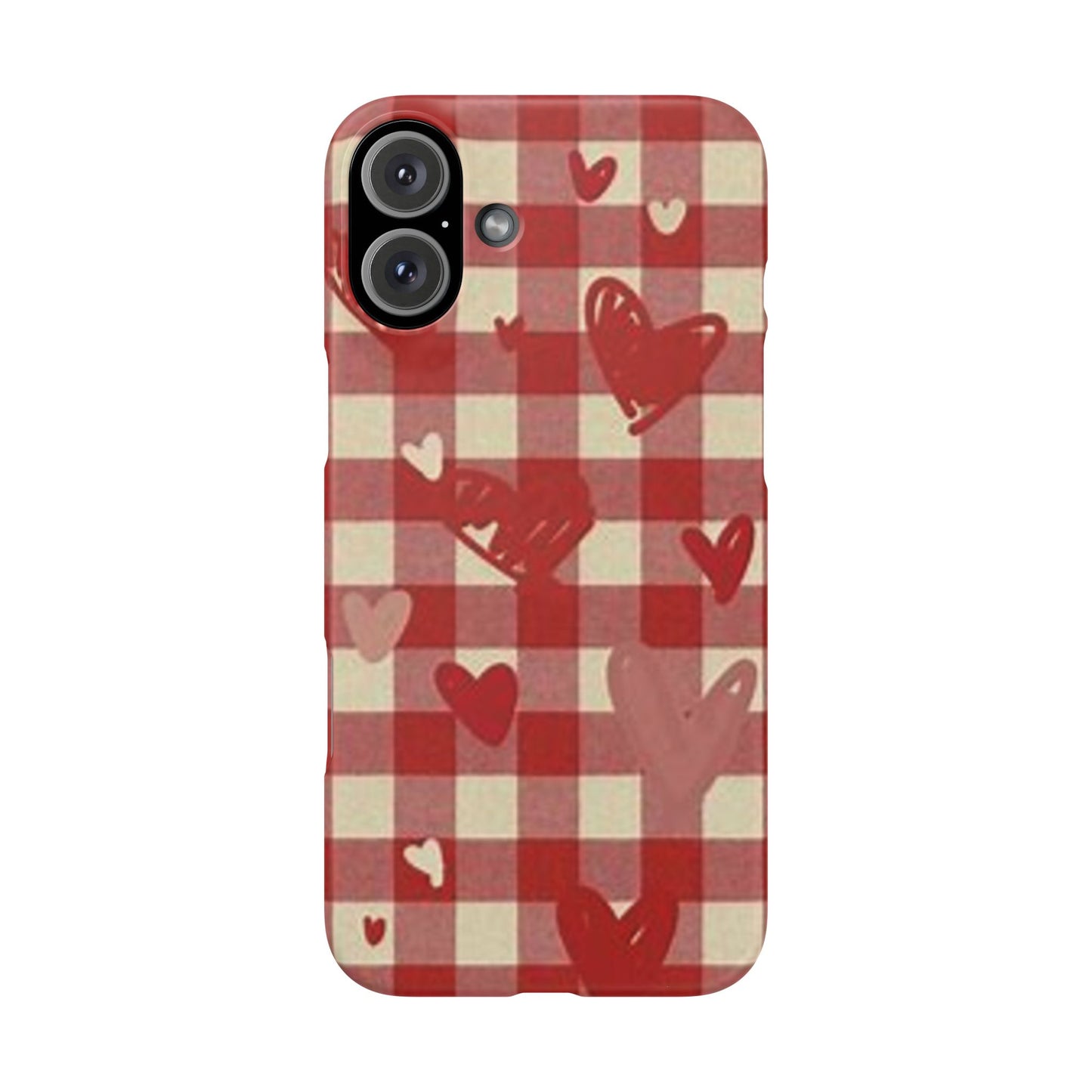 red plaid hearts phone case