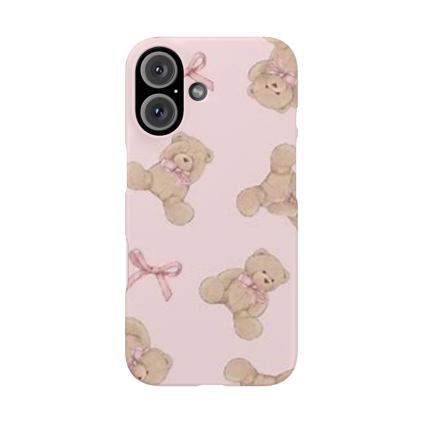 pink background teddy bear phone case