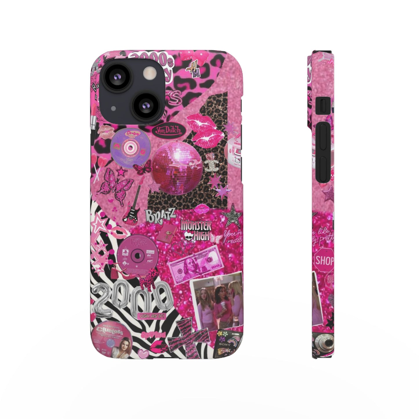 y2k trashy pink phone case