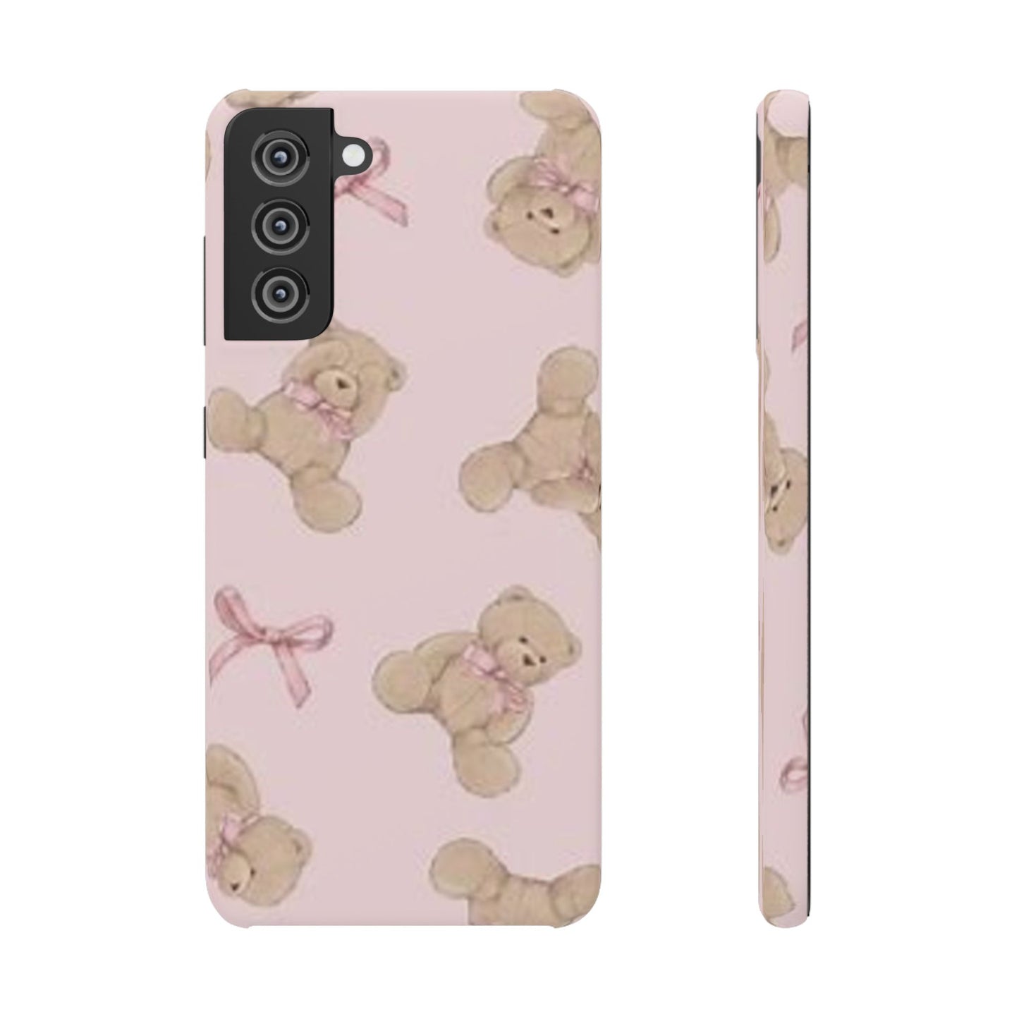 pink background teddy bear phone case