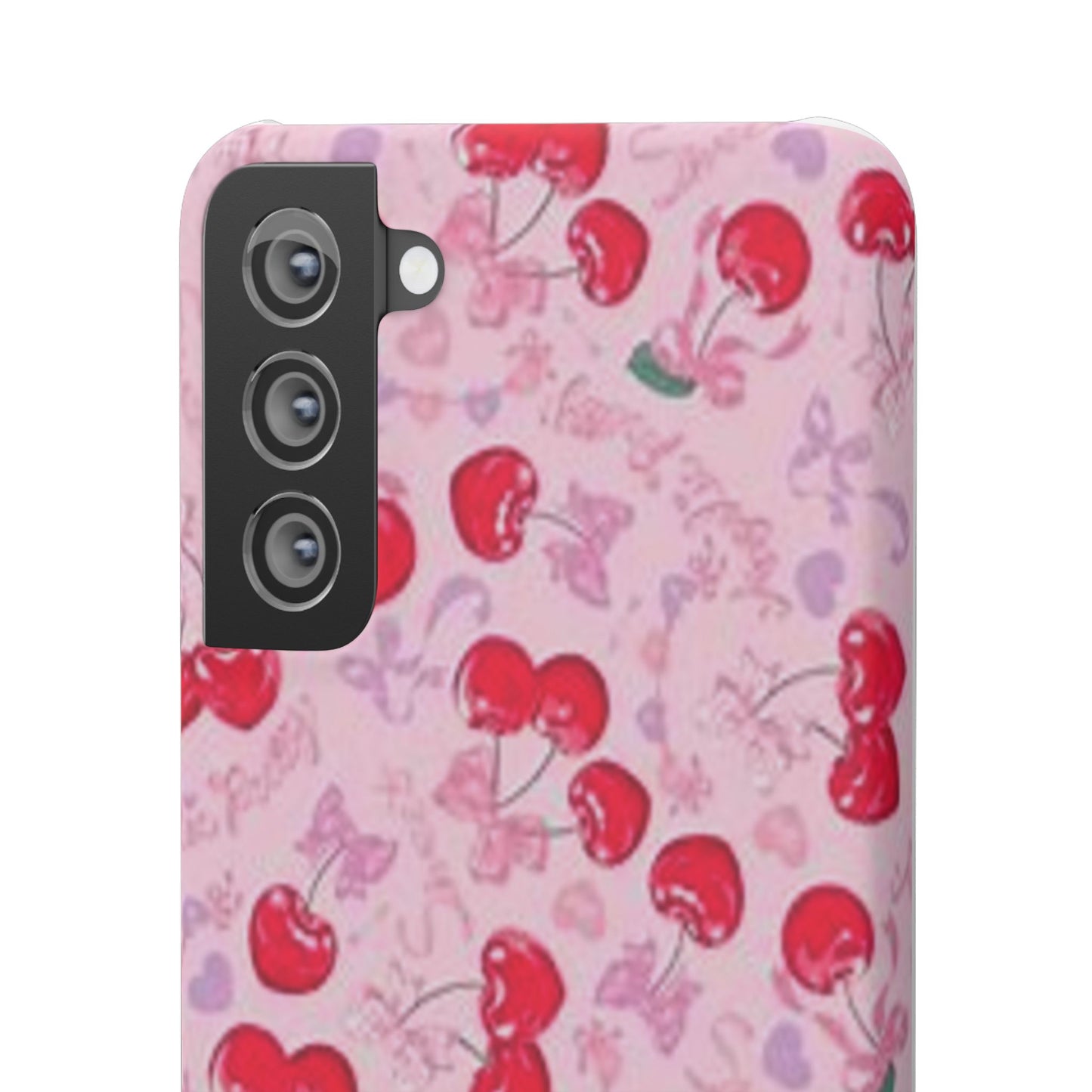 pink bow tied cherry pattern phone case