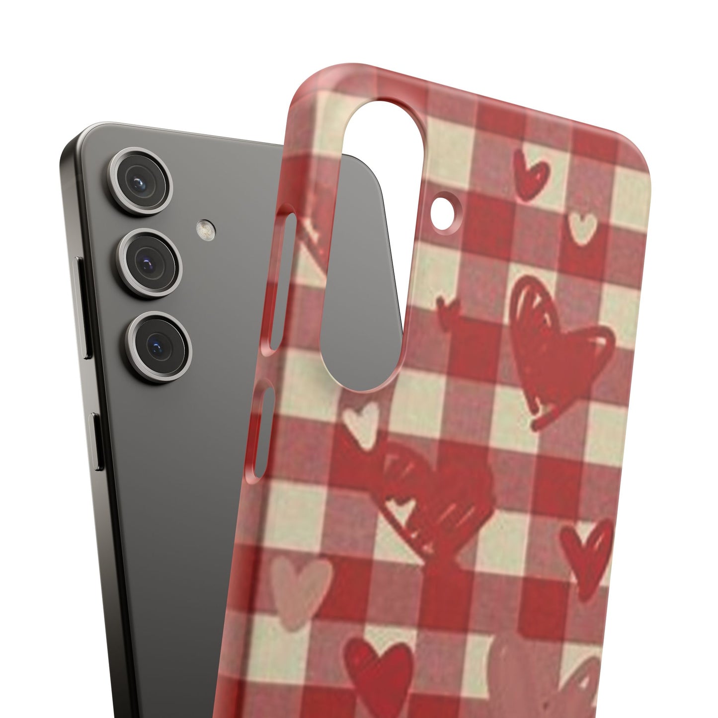 red plaid hearts phone case