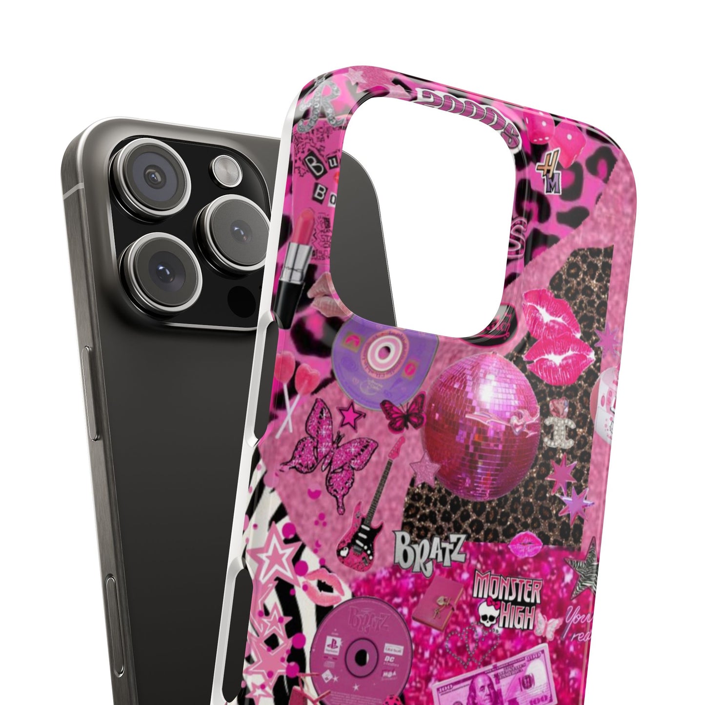 y2k trashy pink phone case