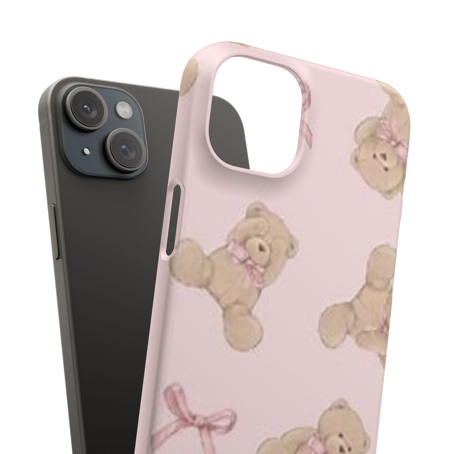 pink background teddy bear phone case