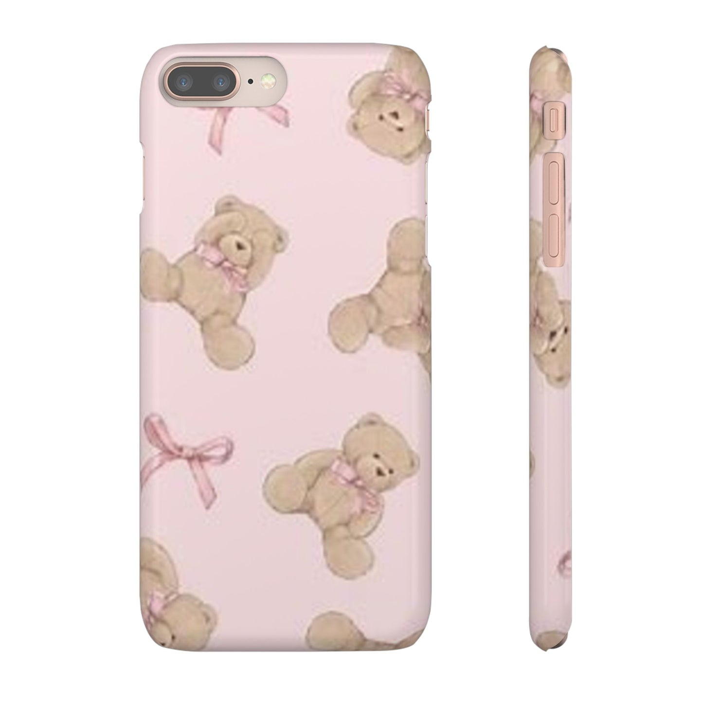 pink background teddy bear phone case