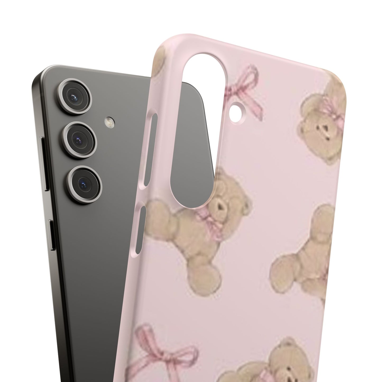 pink background teddy bear phone case