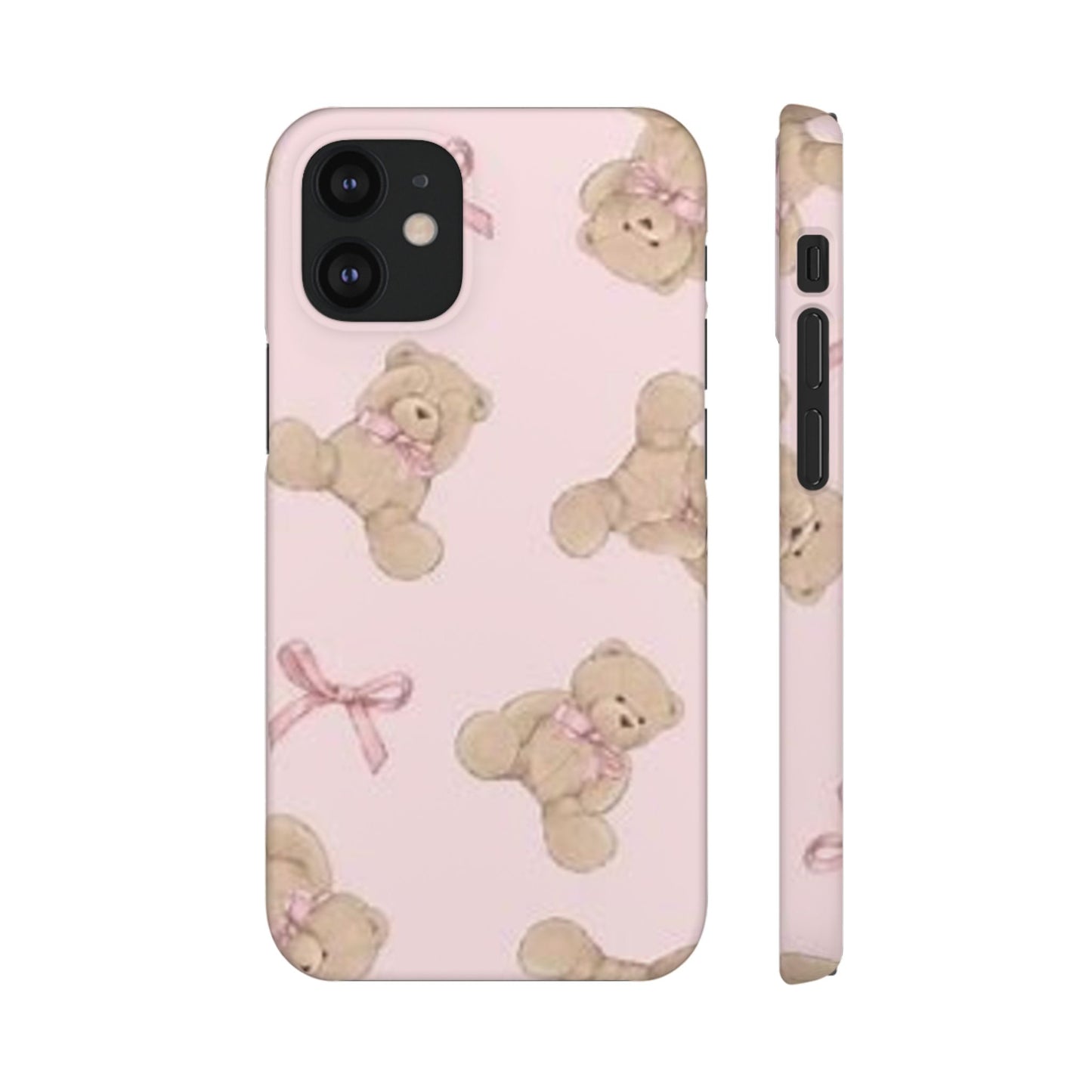 pink background teddy bear phone case