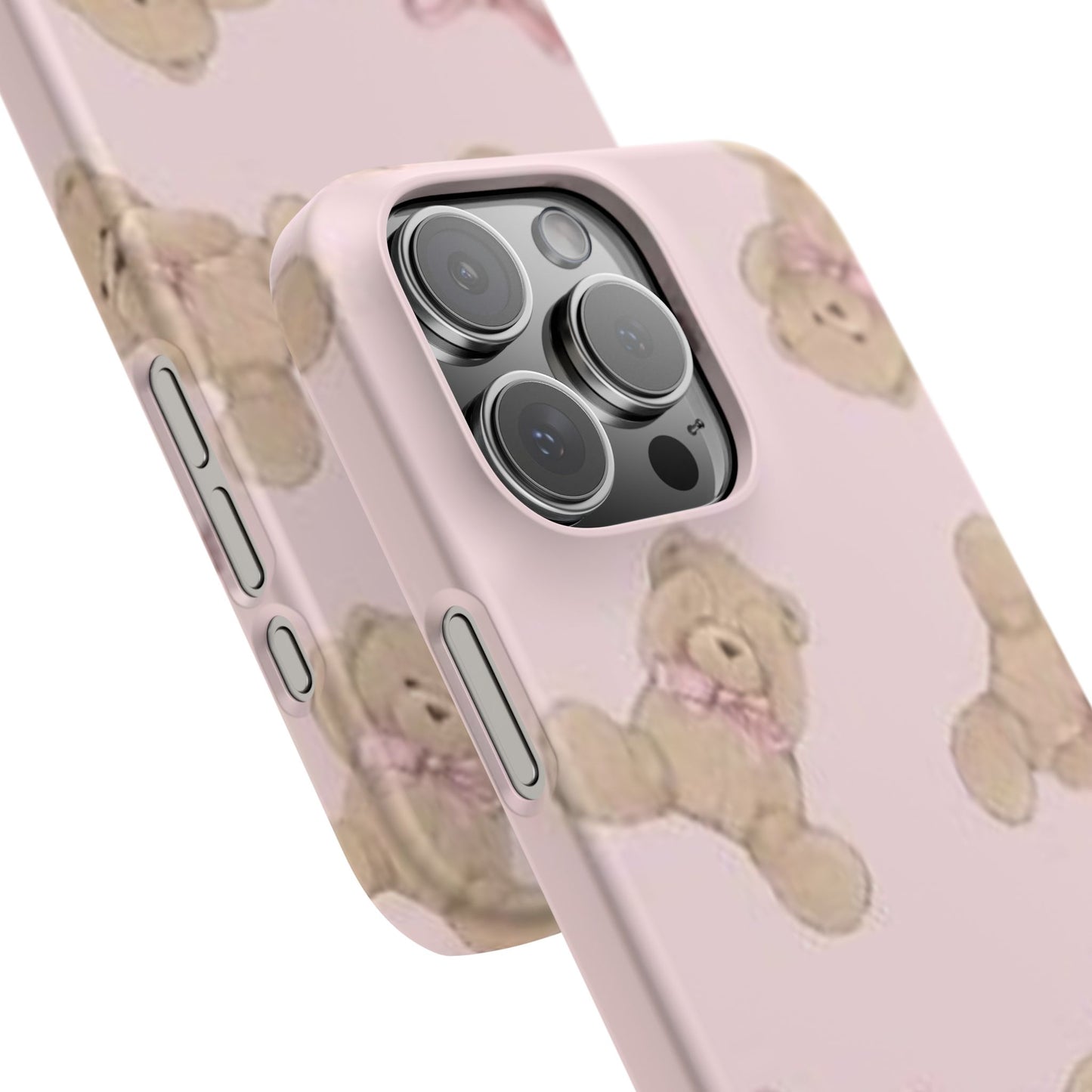 pink background teddy bear phone case