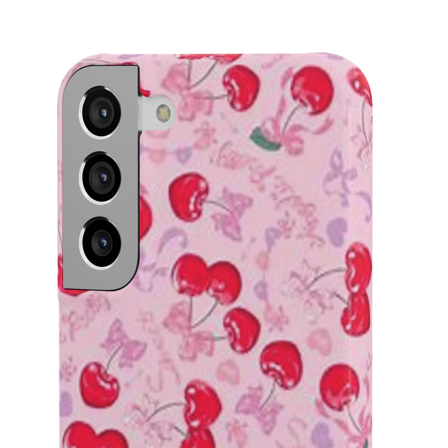 pink bow tied cherry pattern phone case