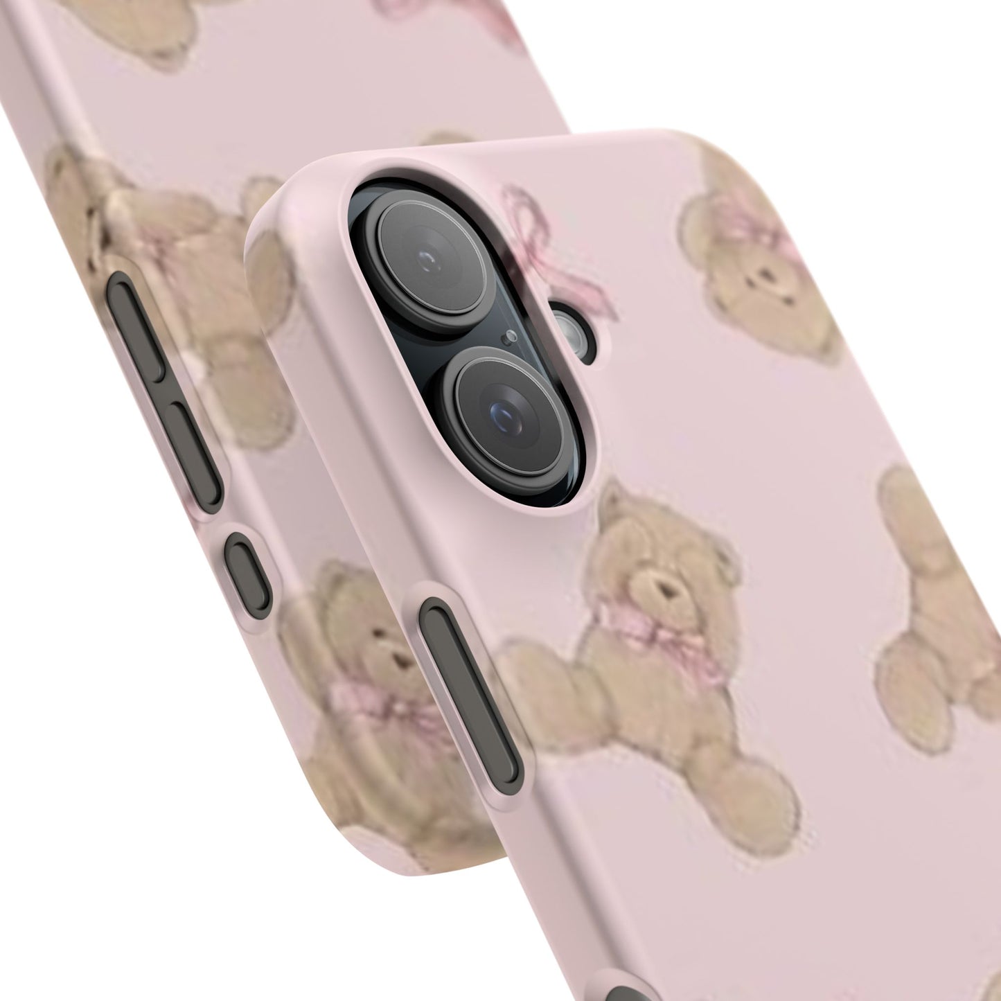 pink background teddy bear phone case