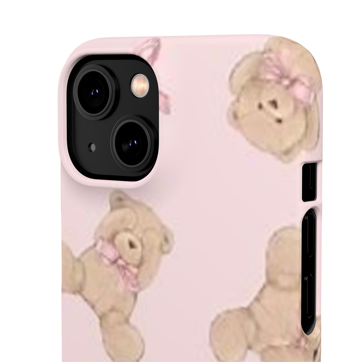 pink background teddy bear phone case