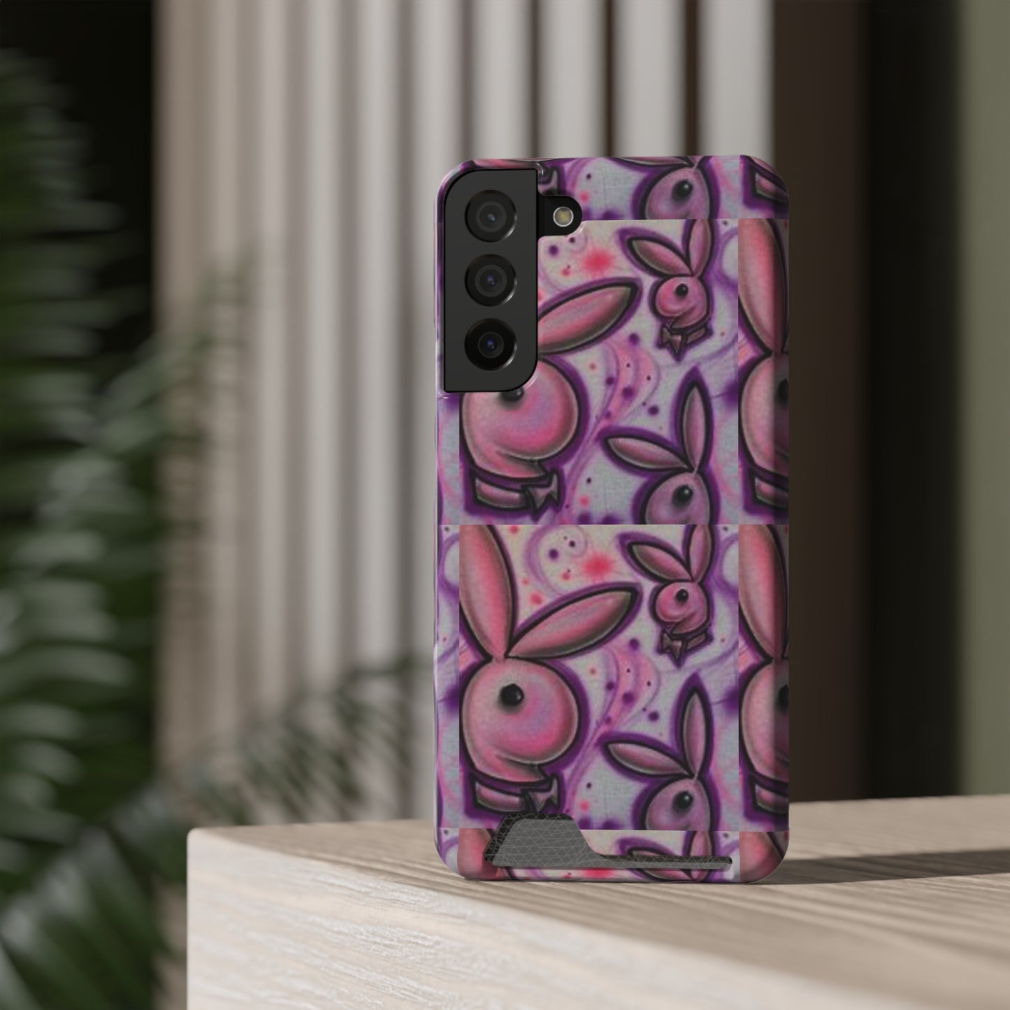 purple bunny Phone Case With Card Holder