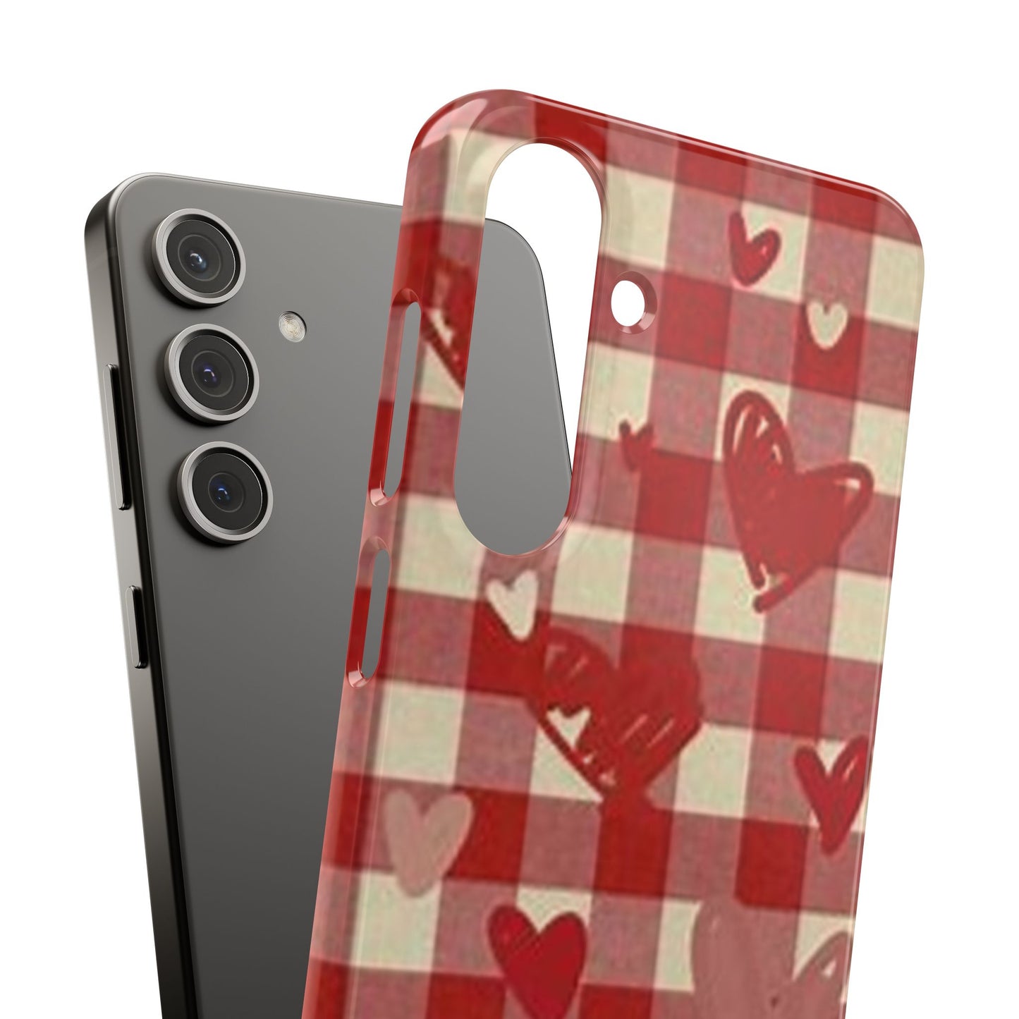 red plaid hearts phone case