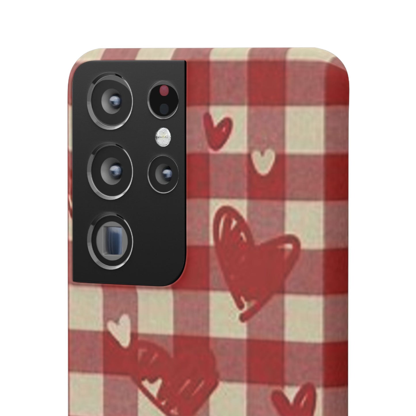 red plaid hearts phone case