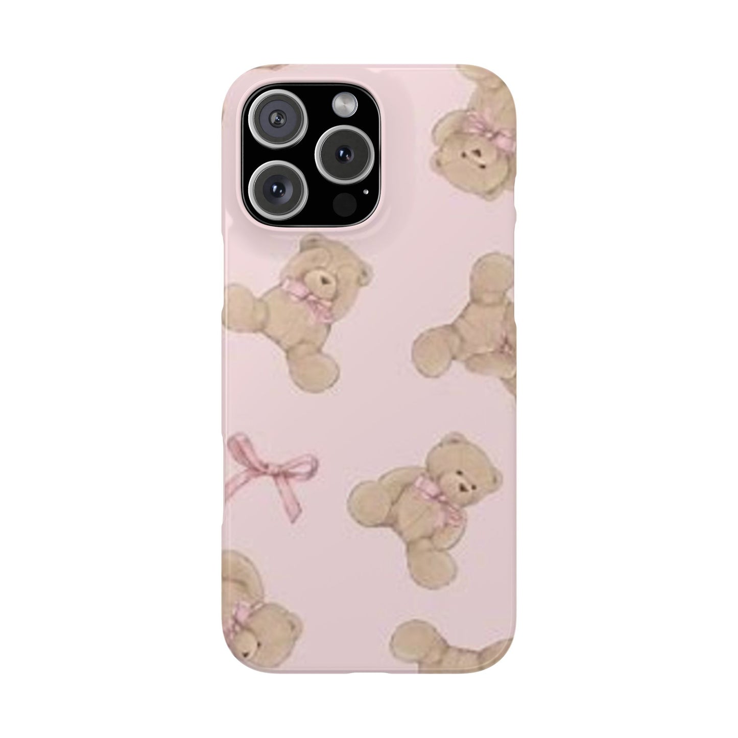 pink background teddy bear phone case