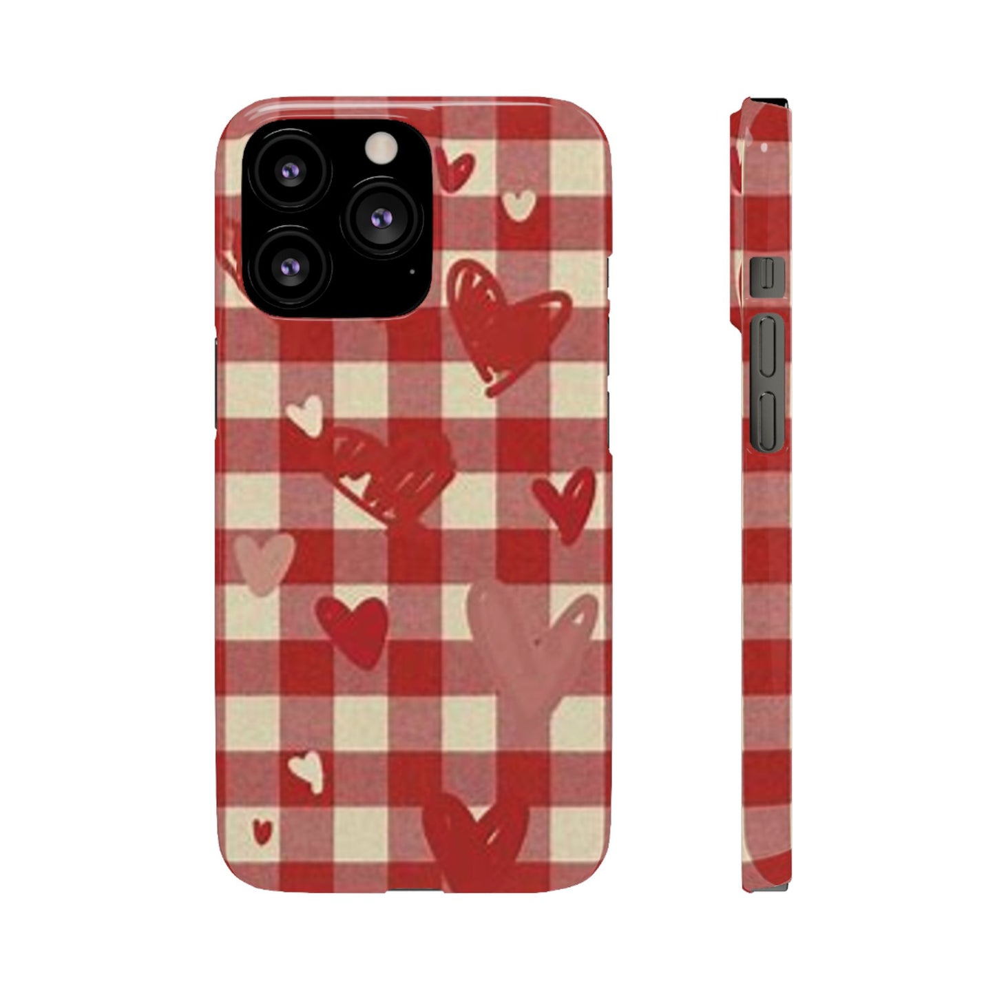 red plaid hearts phone case