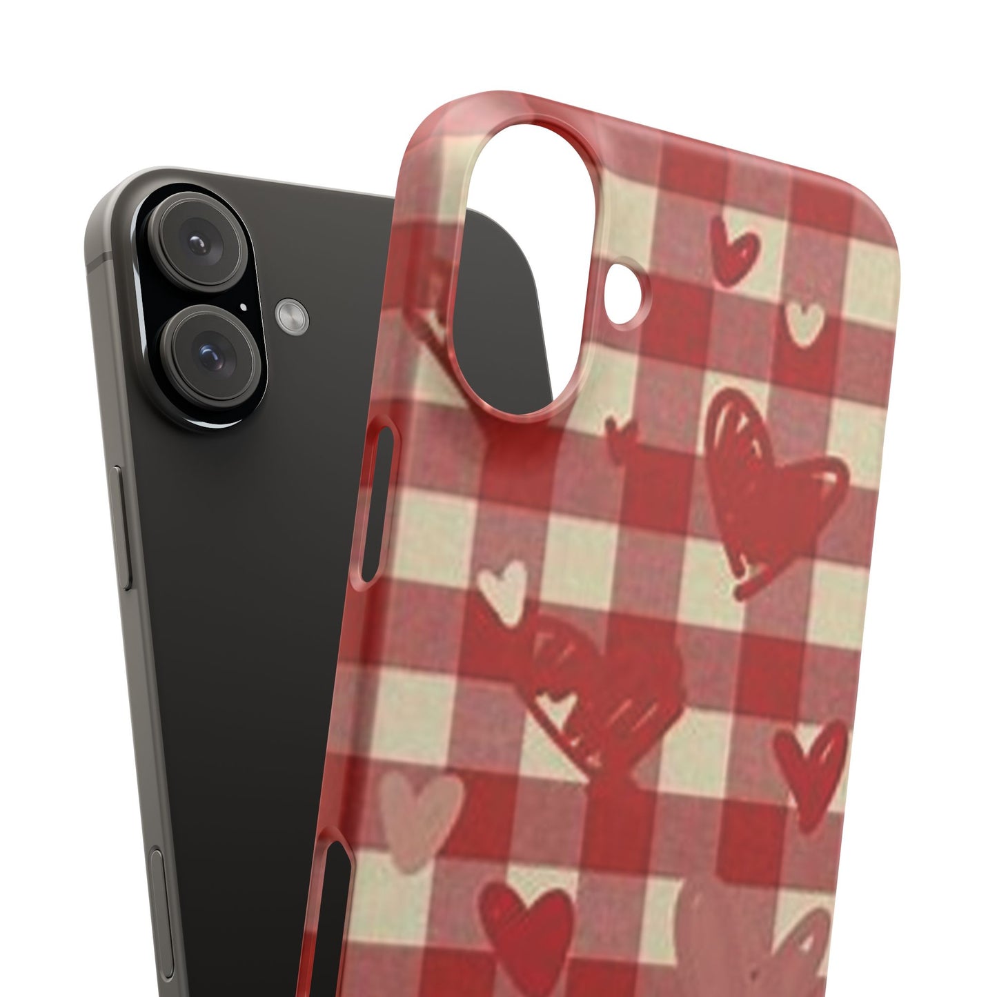 red plaid hearts phone case