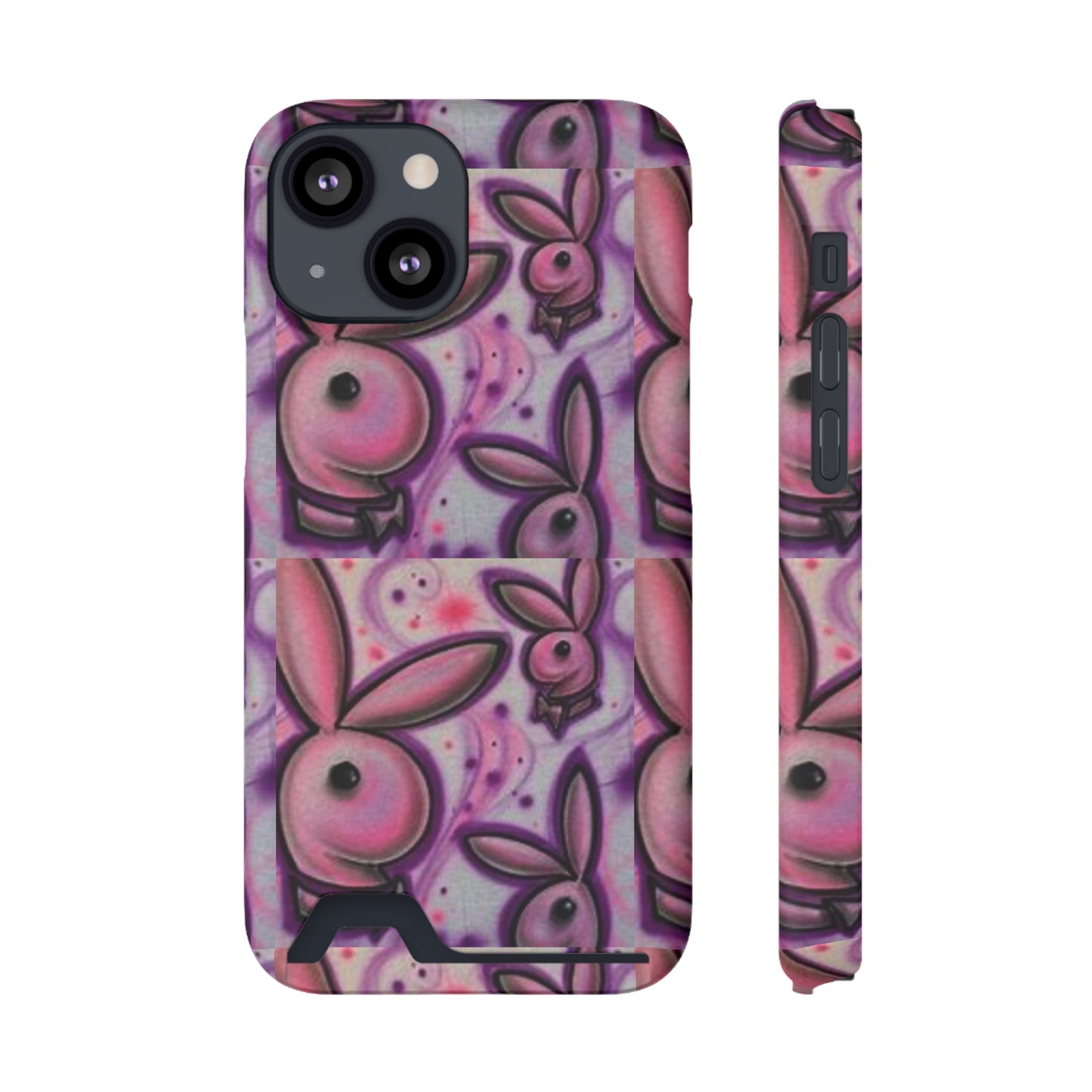 purple bunny Phone Case With Card Holder