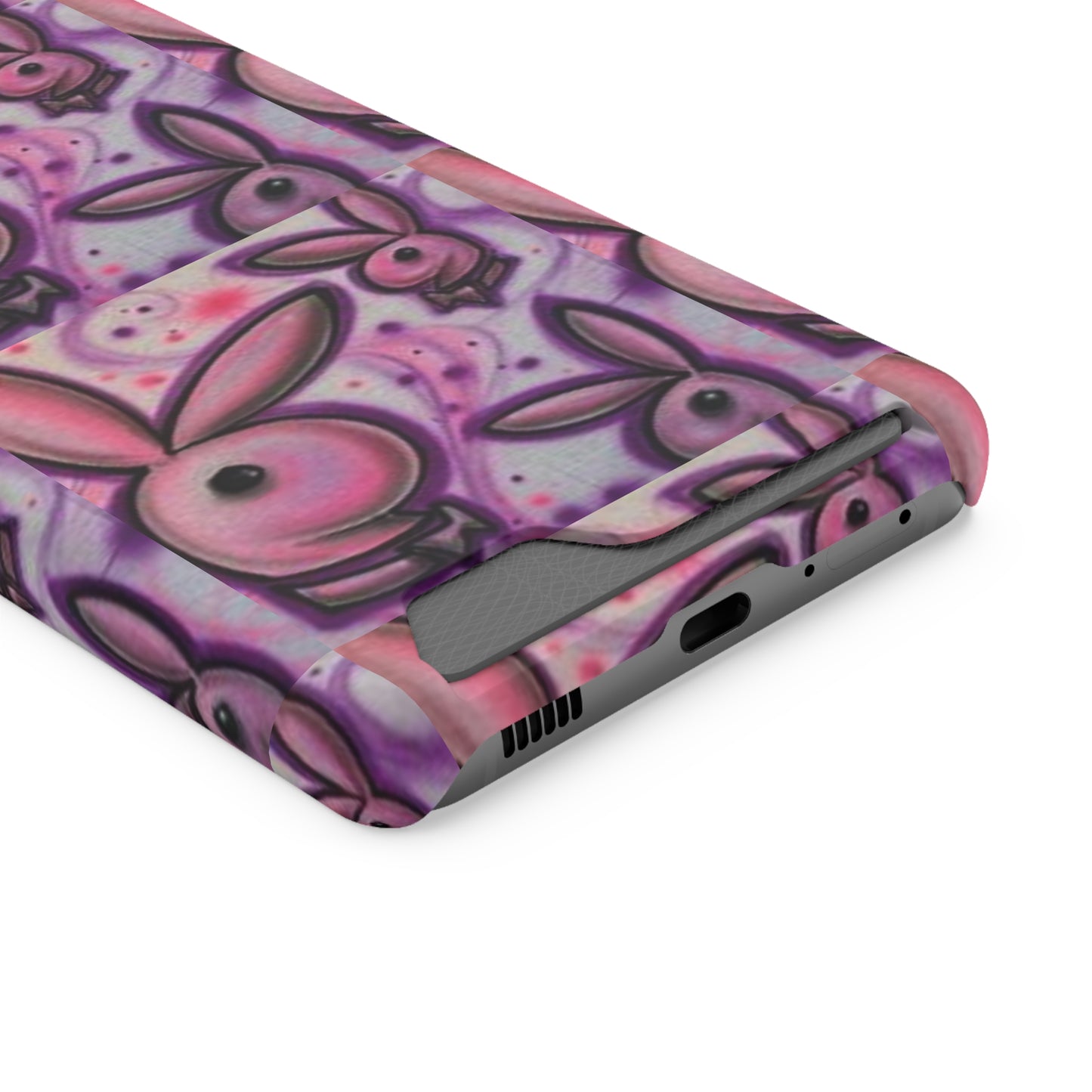 purple bunny Phone Case With Card Holder