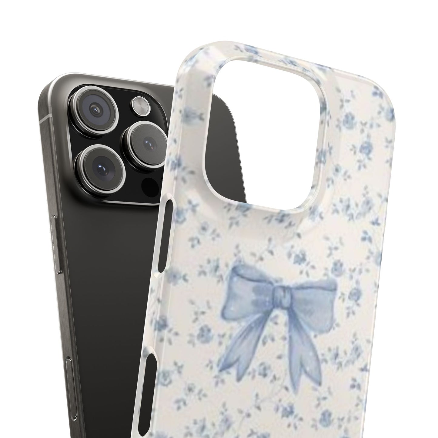 blue flowers and bow phone case