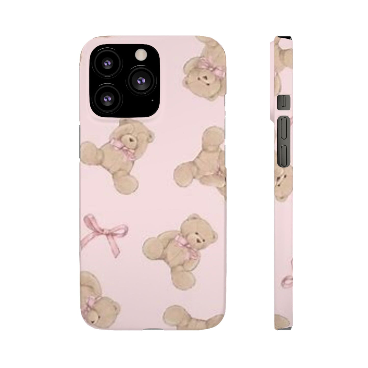 pink background teddy bear phone case