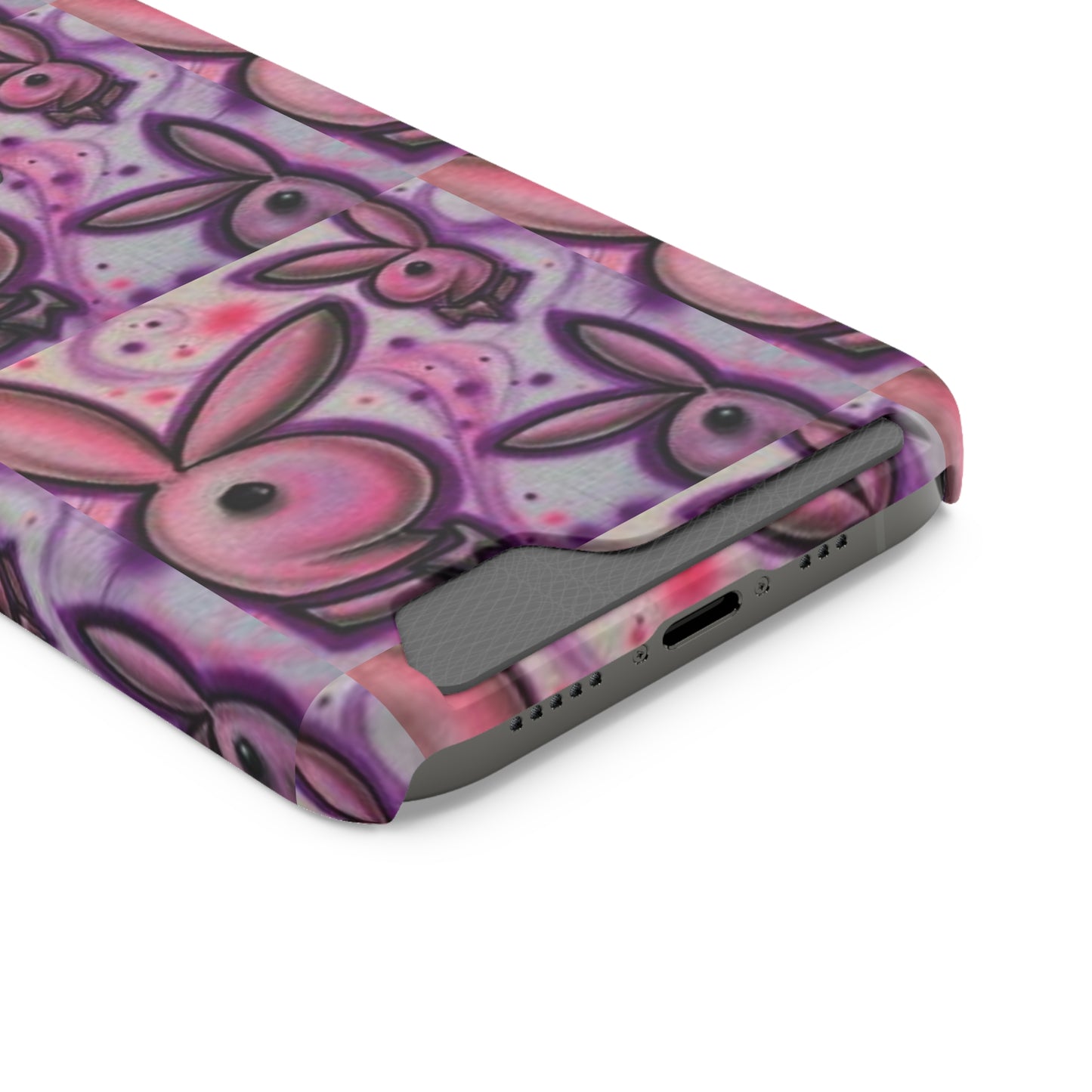 purple bunny Phone Case With Card Holder