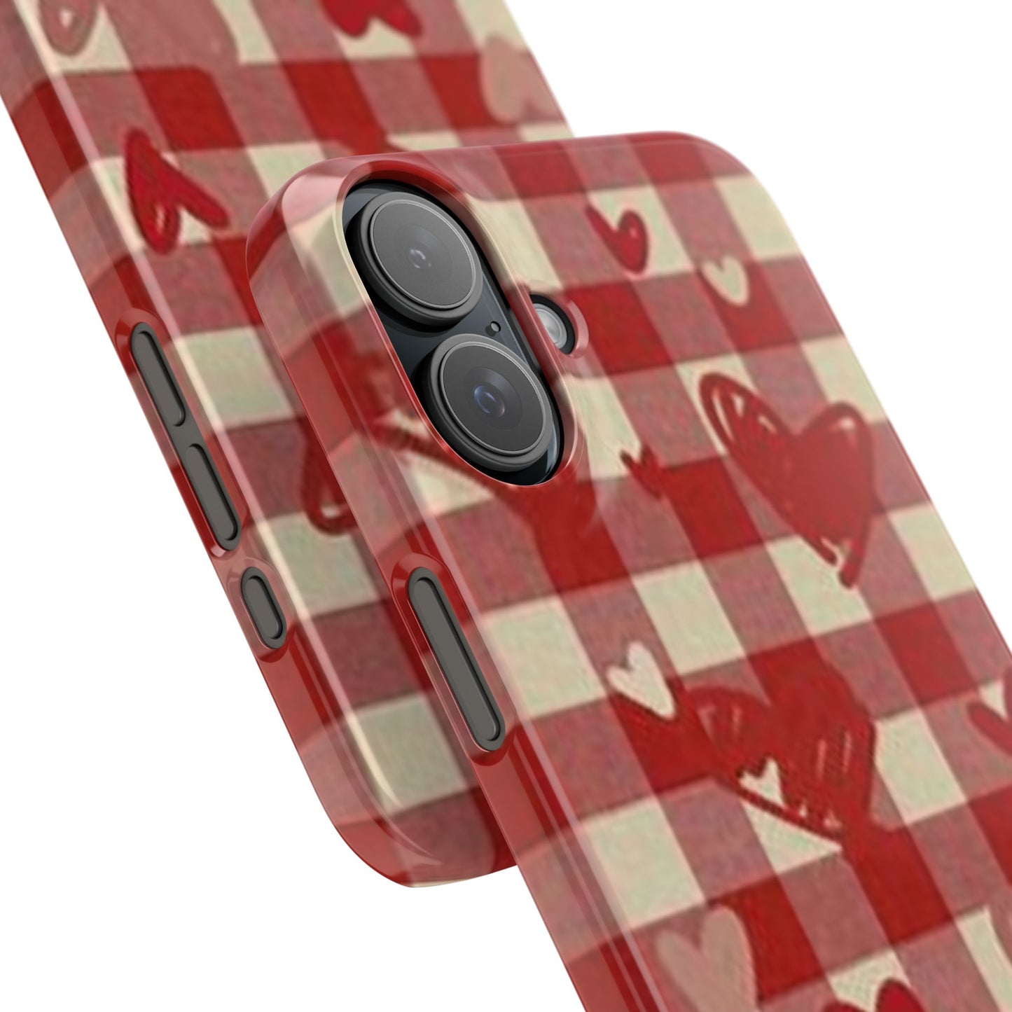 red plaid hearts phone case