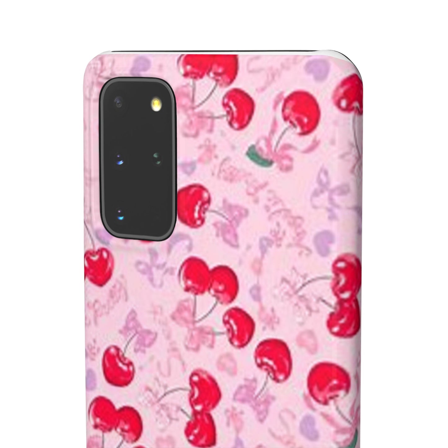 pink bow tied cherry pattern phone case