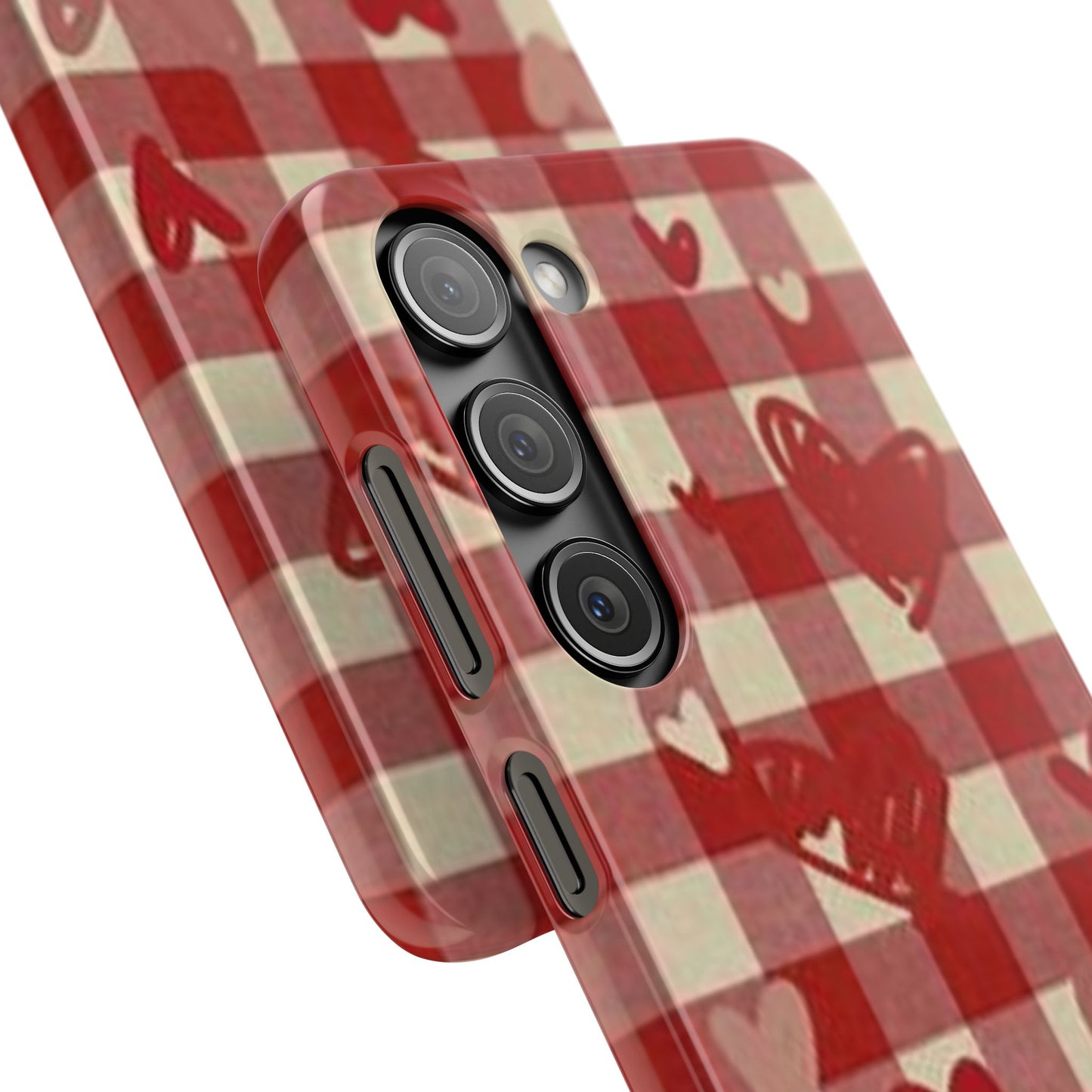 red plaid hearts phone case