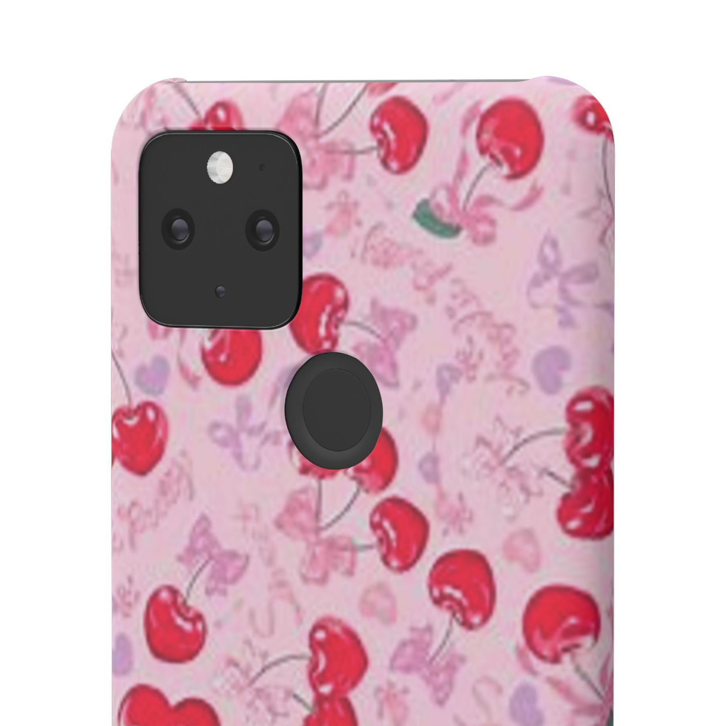 pink bow tied cherry pattern phone case