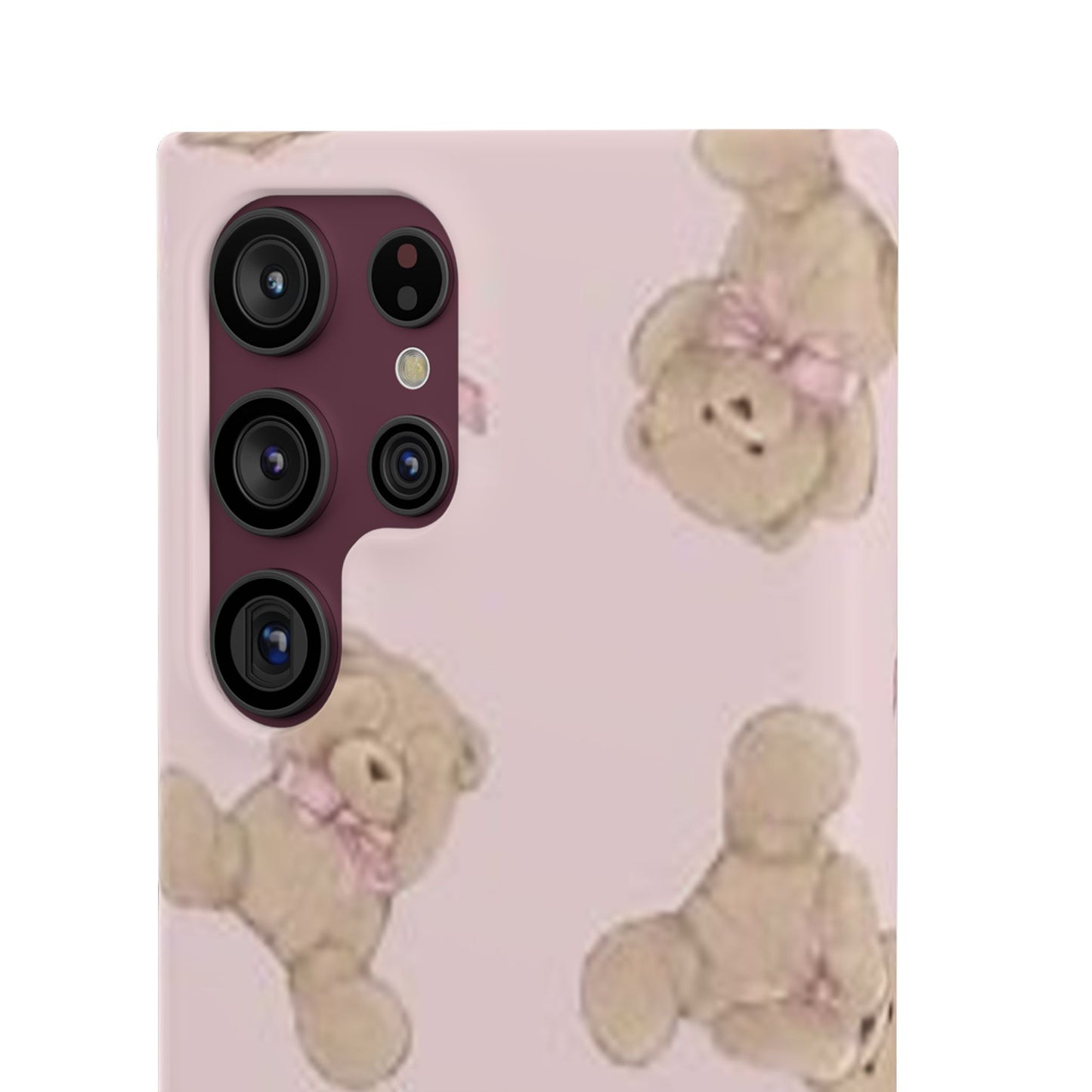 pink background teddy bear phone case