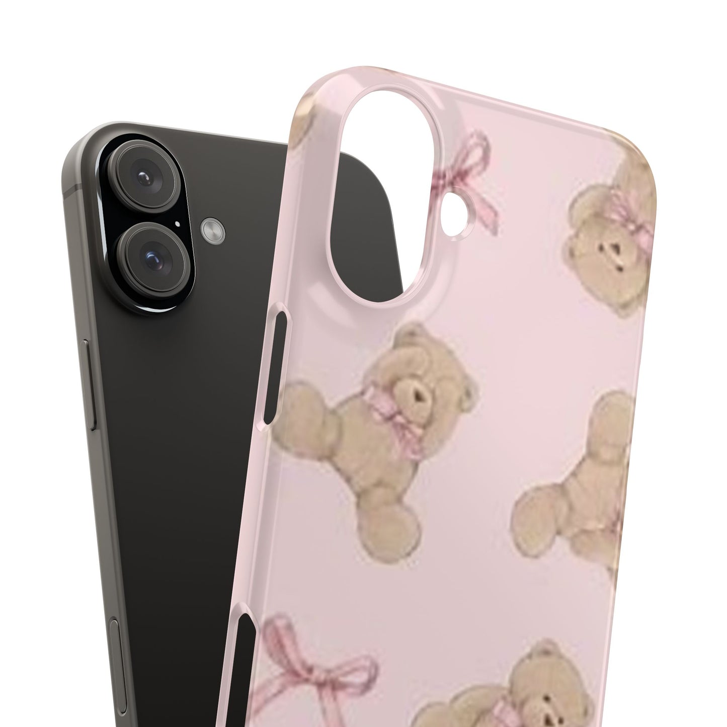 pink background teddy bear phone case