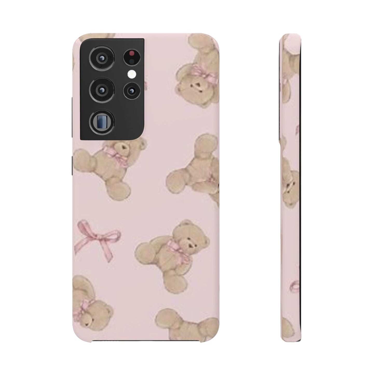 pink background teddy bear phone case