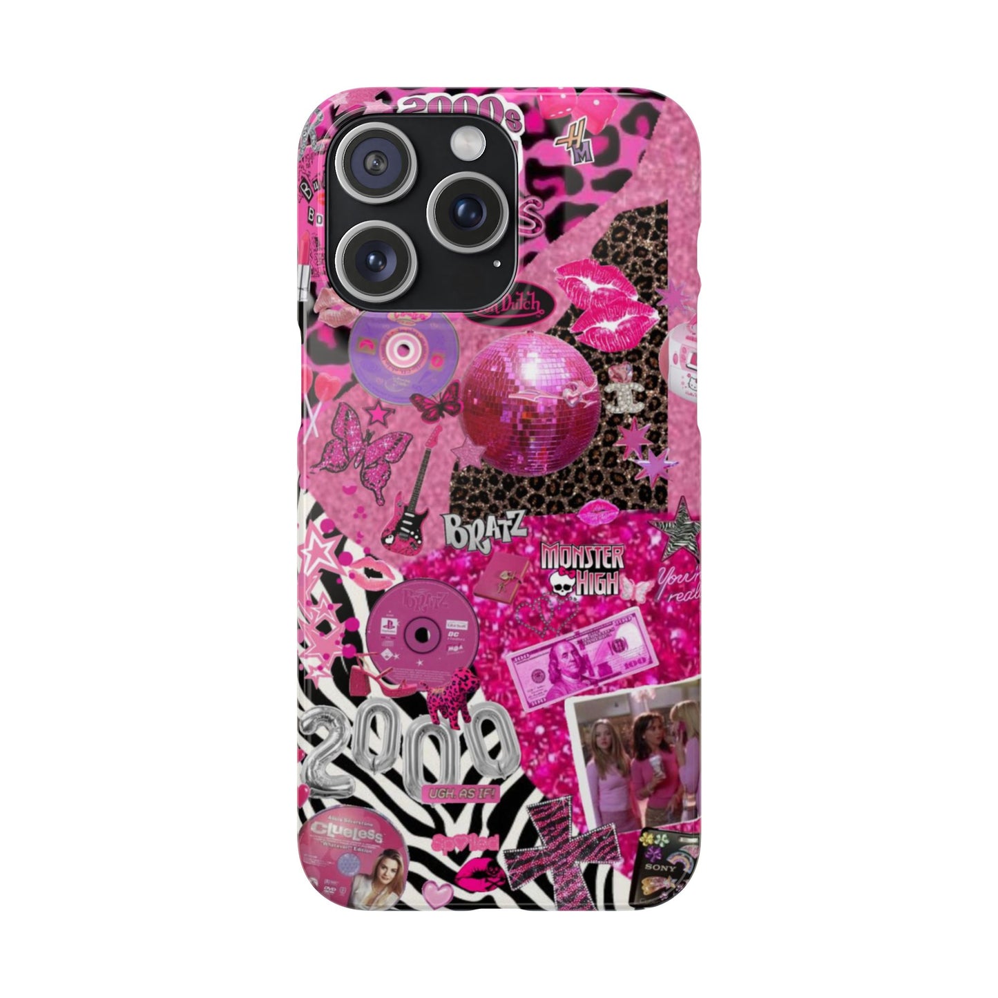 y2k trashy pink phone case