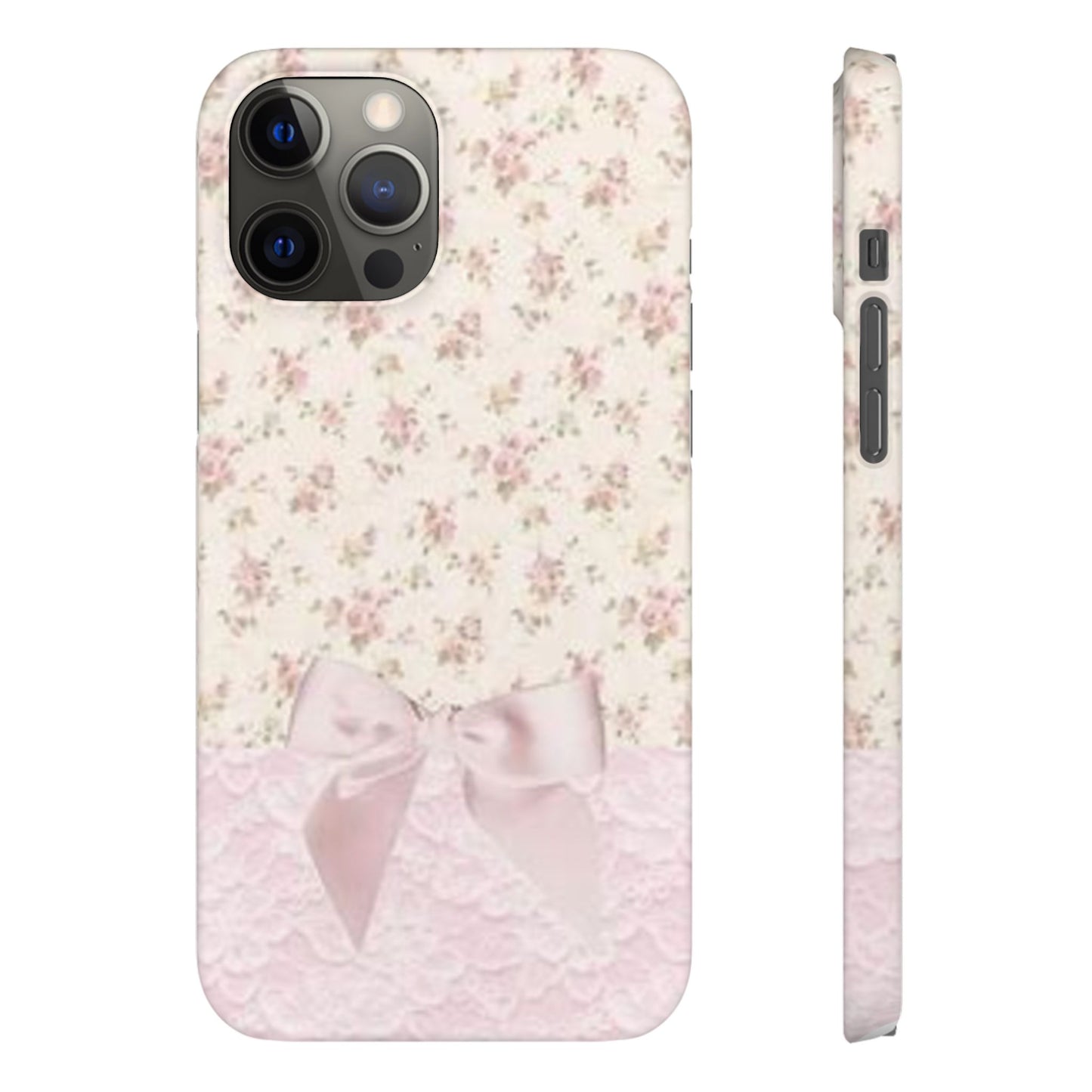 pink flower lace bow phone case