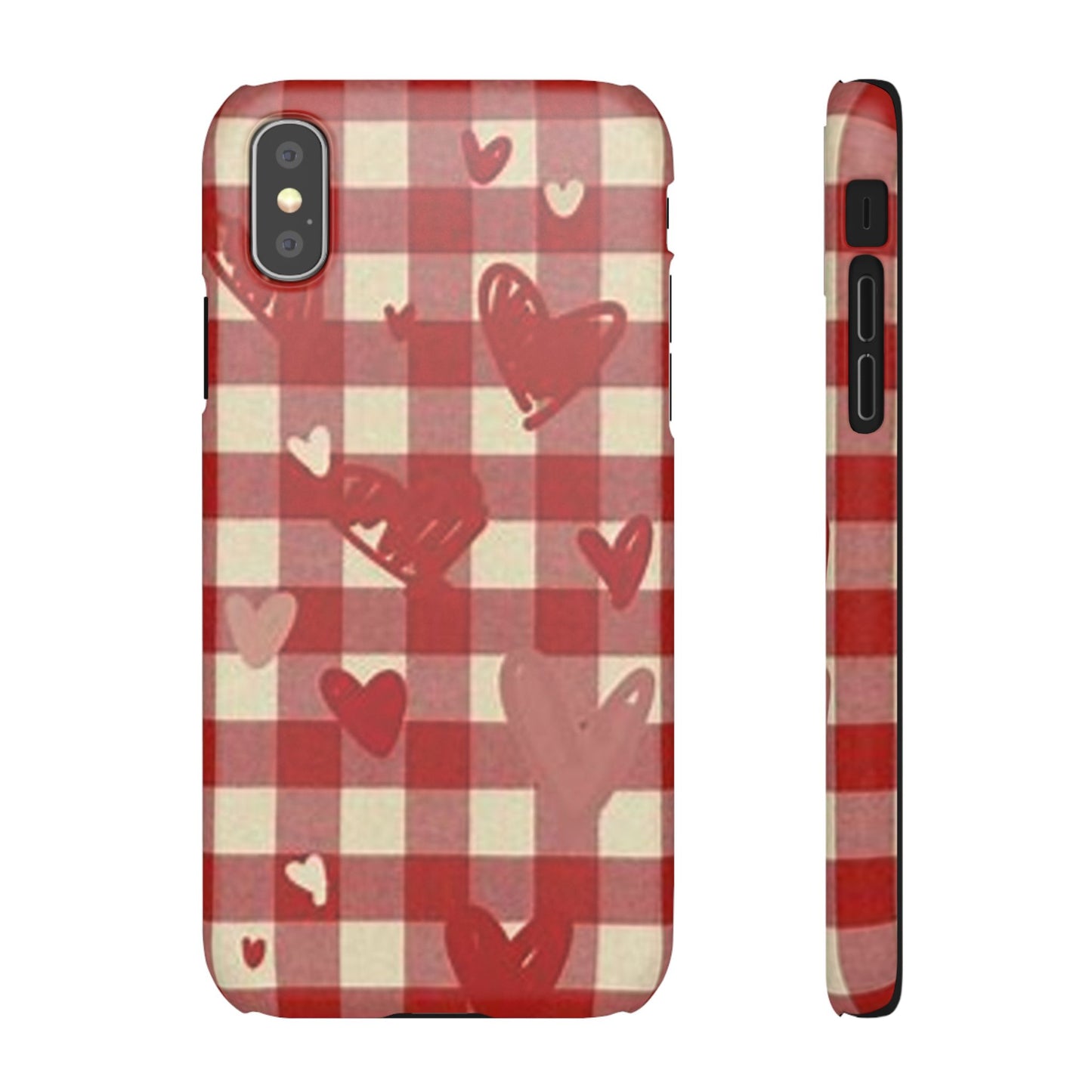 red plaid hearts phone case