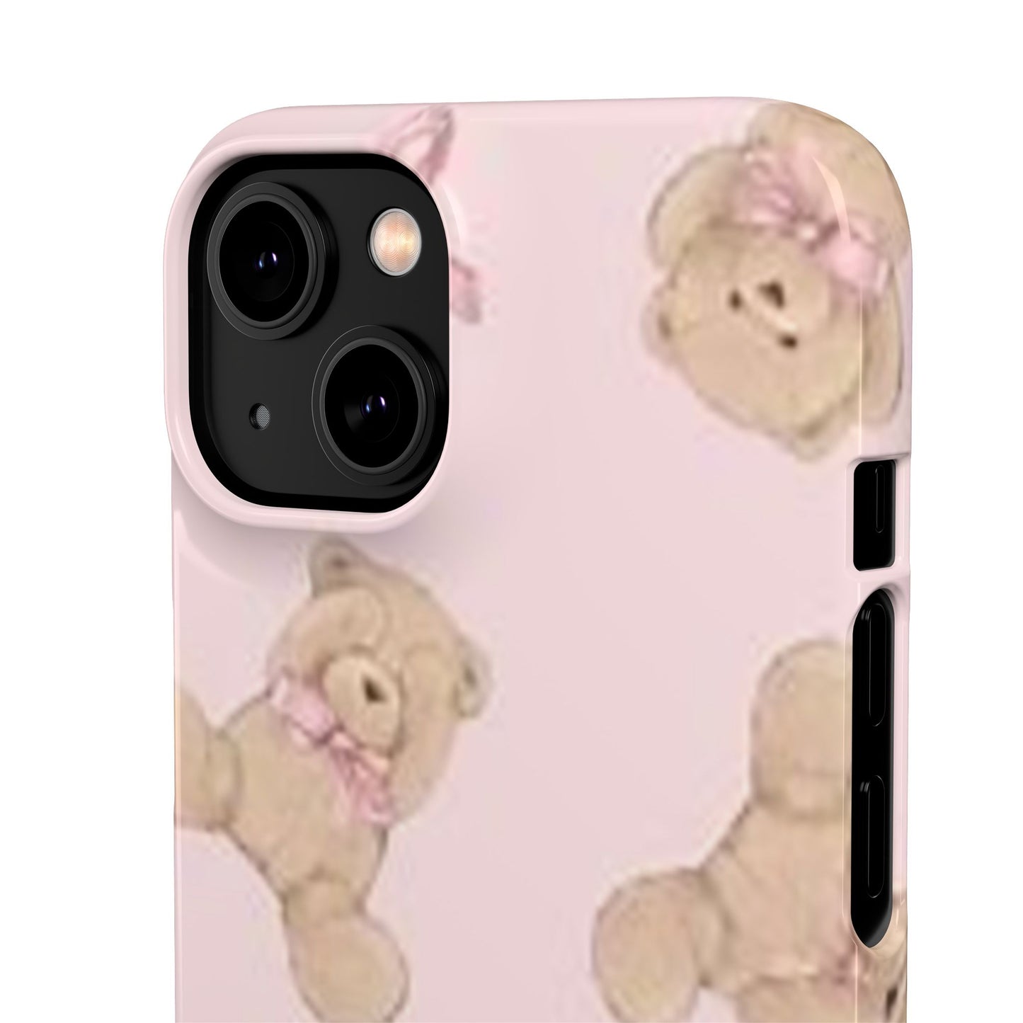 pink background teddy bear phone case