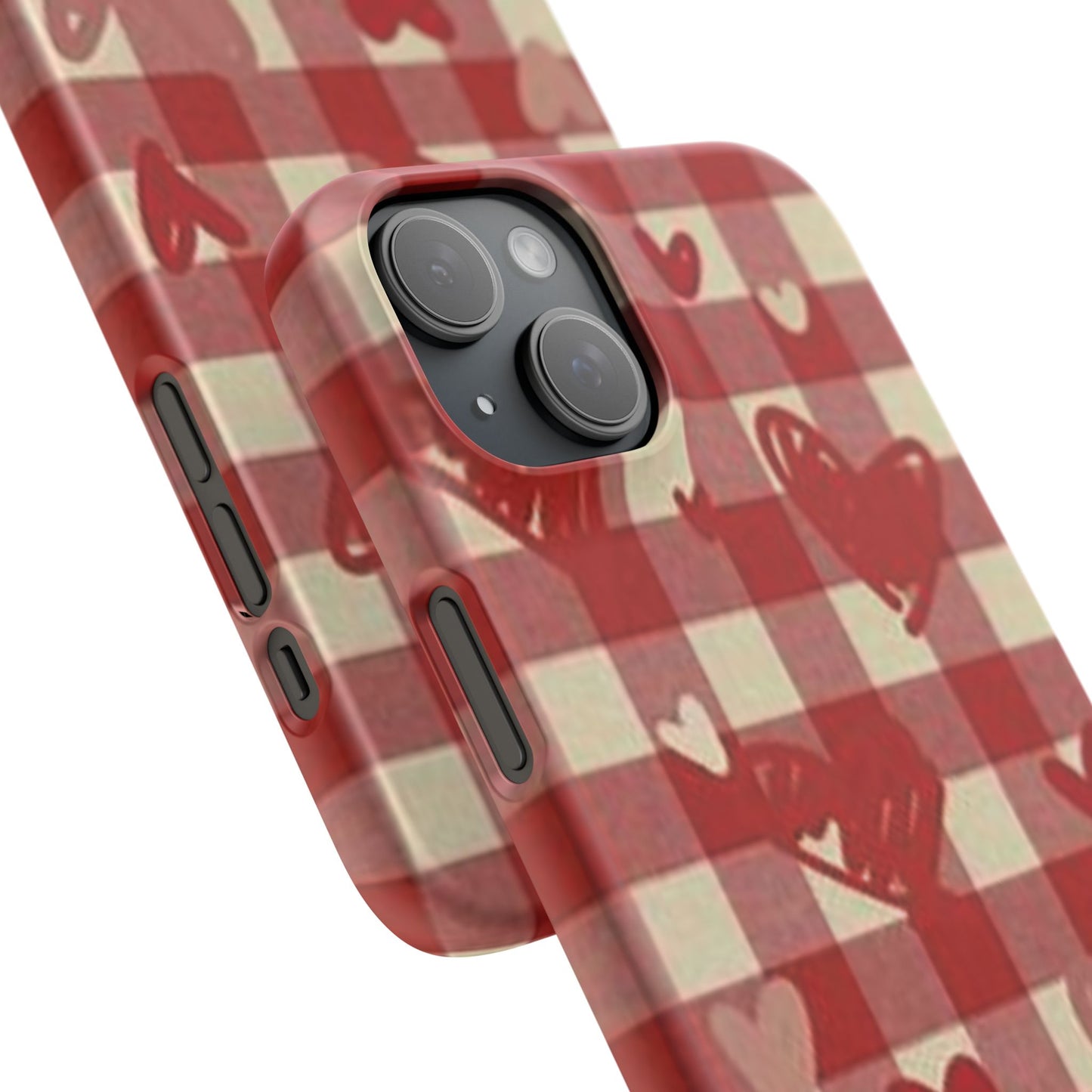 red plaid hearts phone case