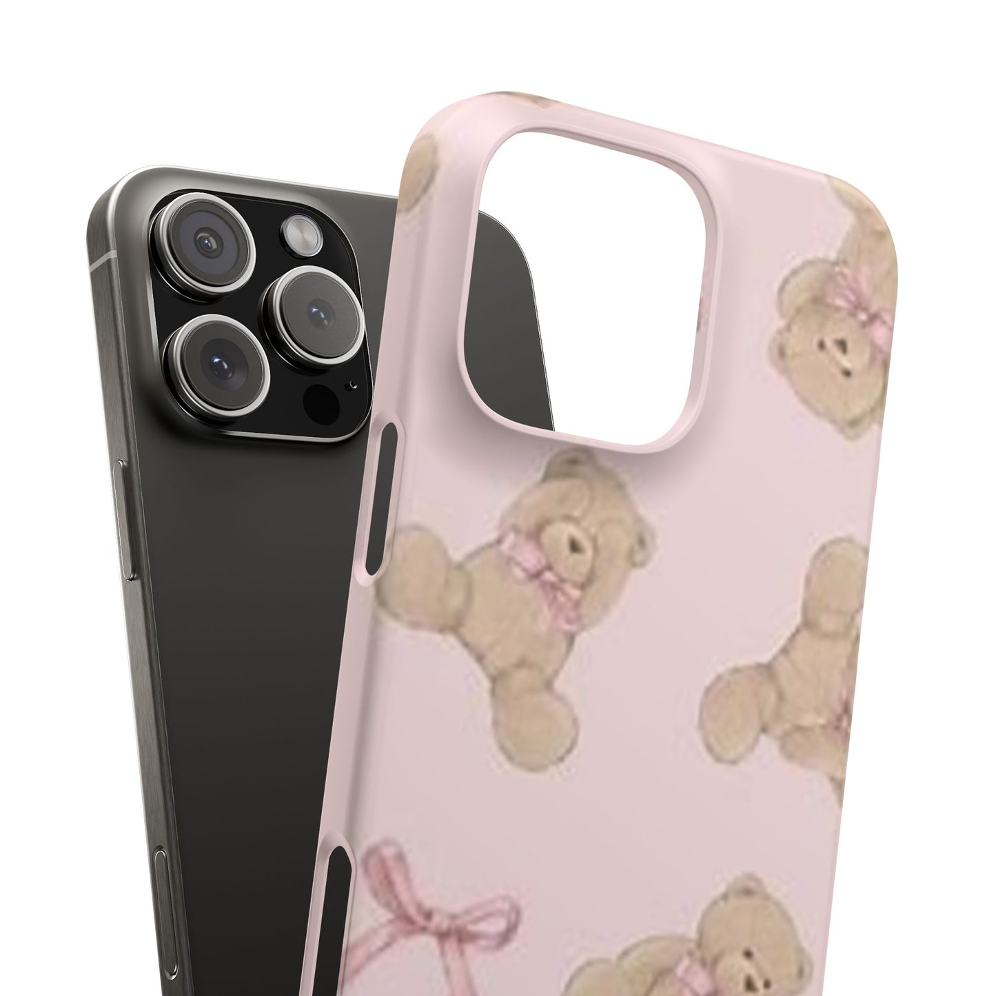 pink background teddy bear phone case