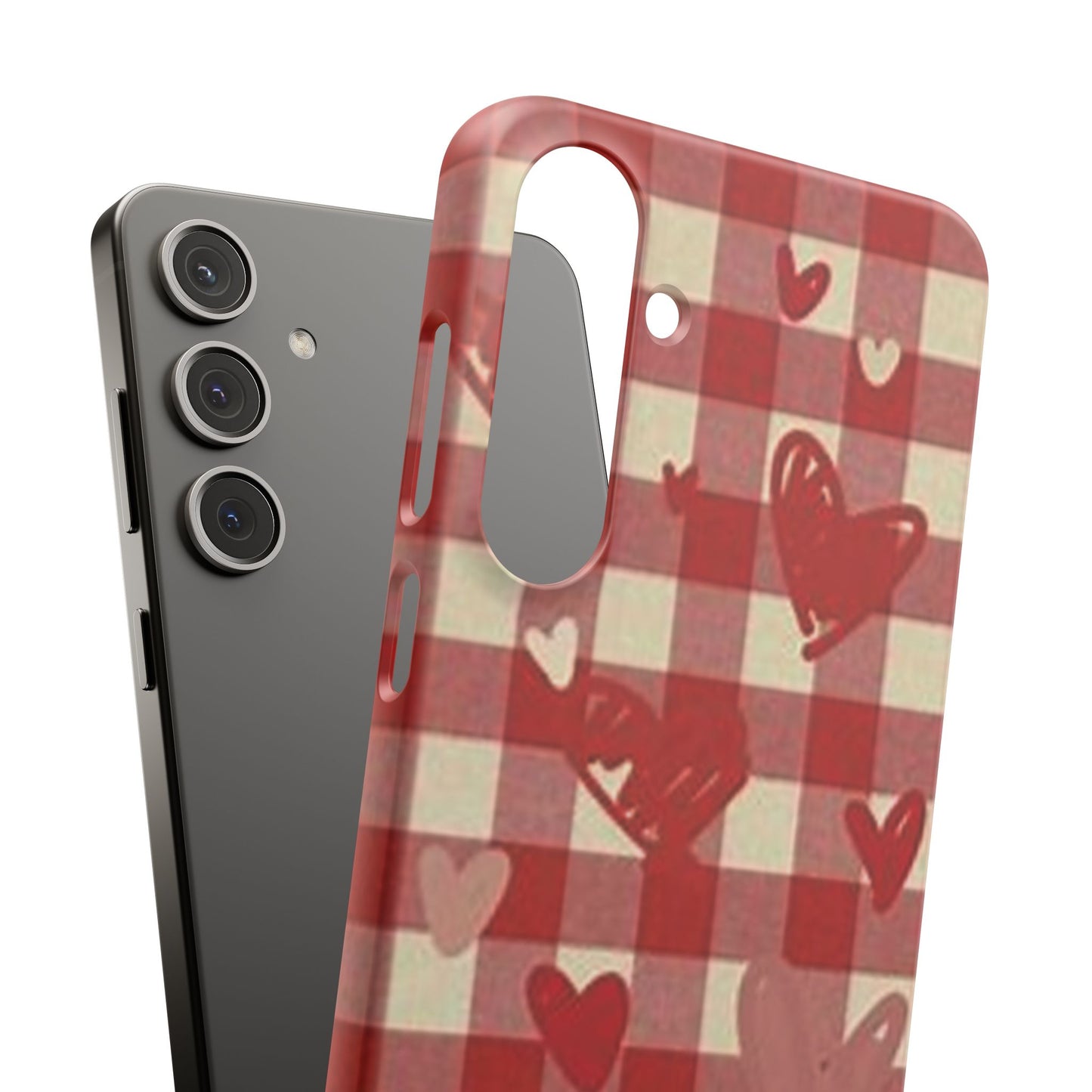 red plaid hearts phone case