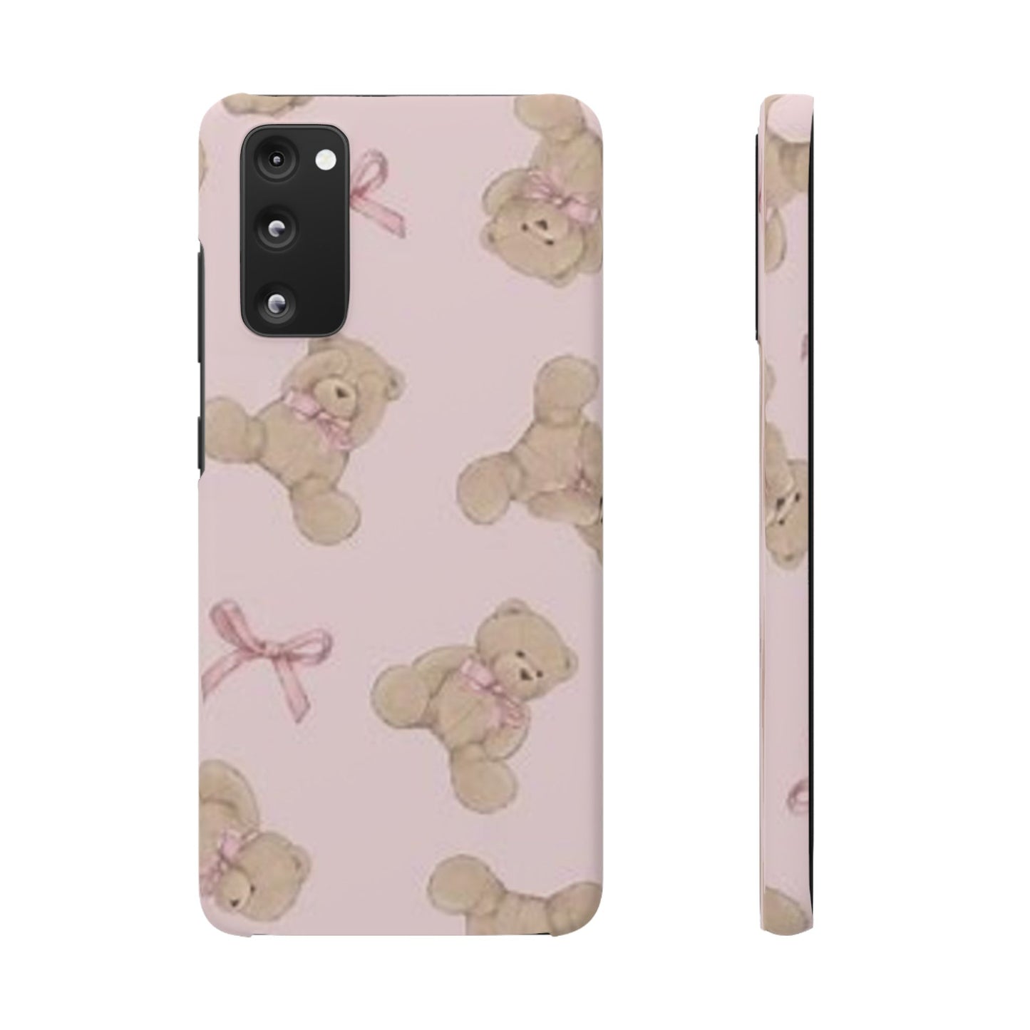 pink background teddy bear phone case