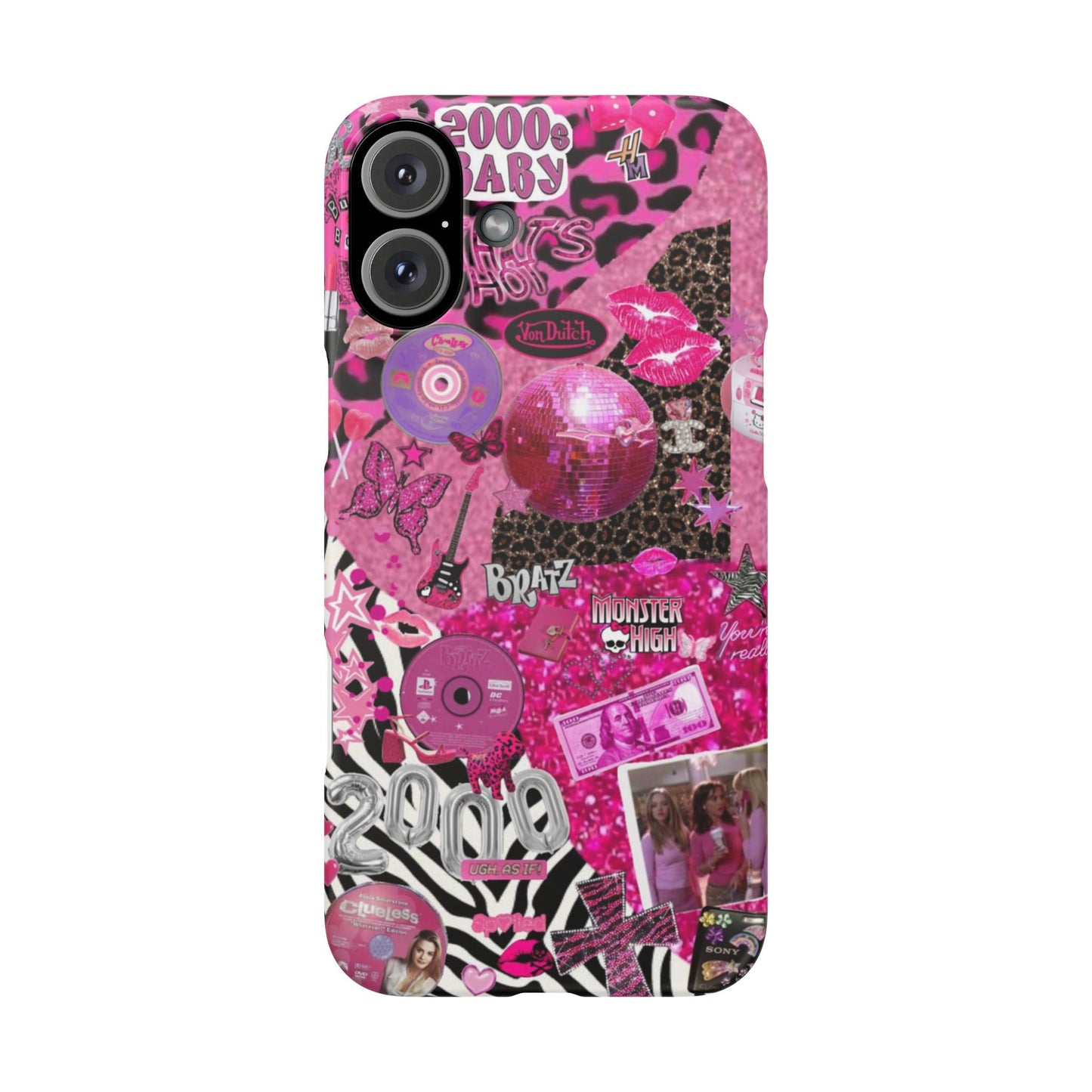 y2k trashy pink phone case