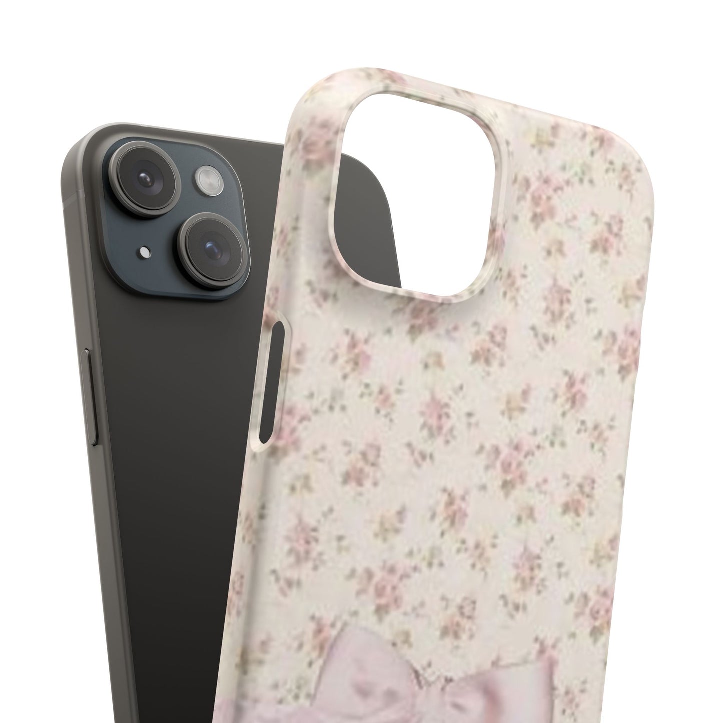 pink flower lace bow phone case