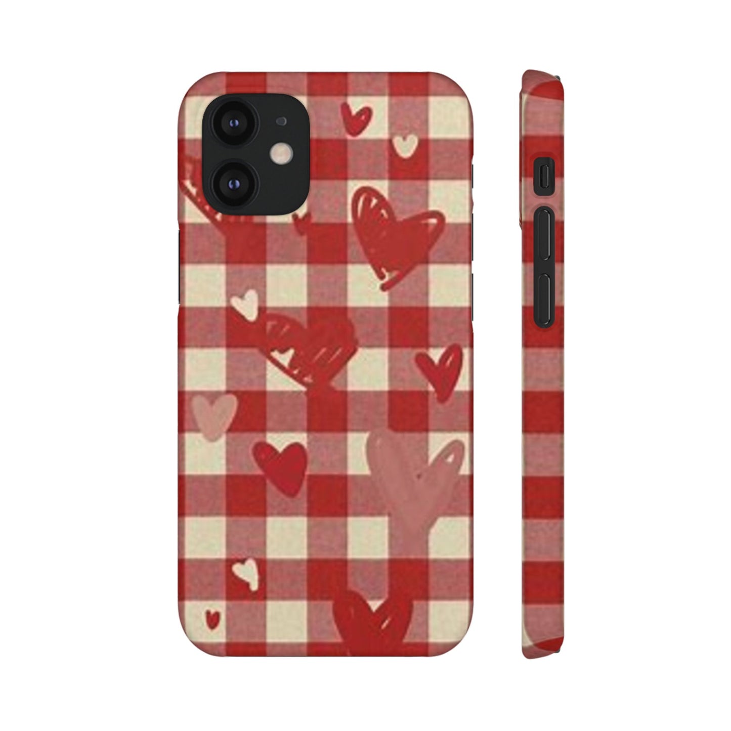 red plaid hearts phone case