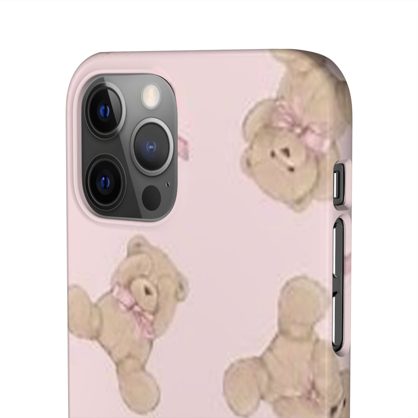 pink background teddy bear phone case