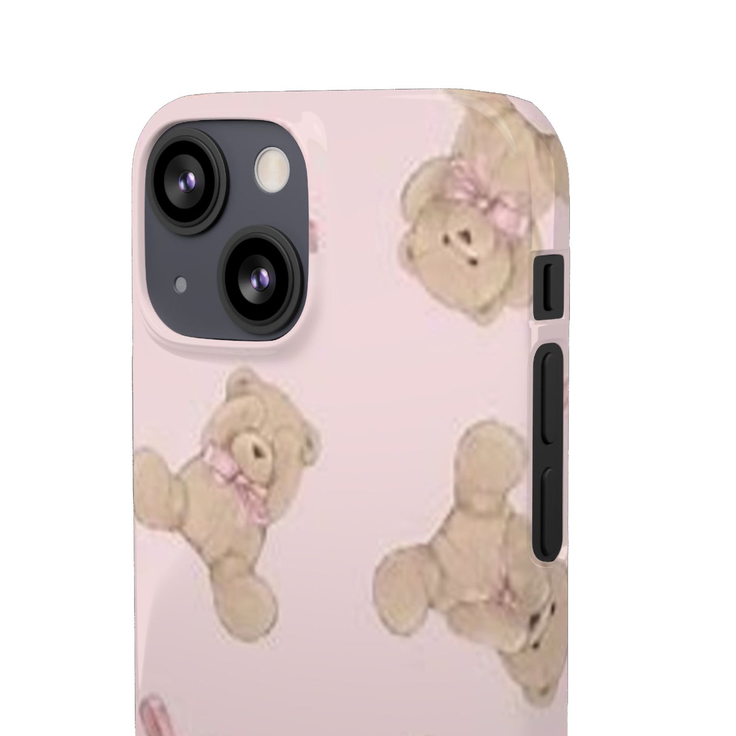 pink background teddy bear phone case