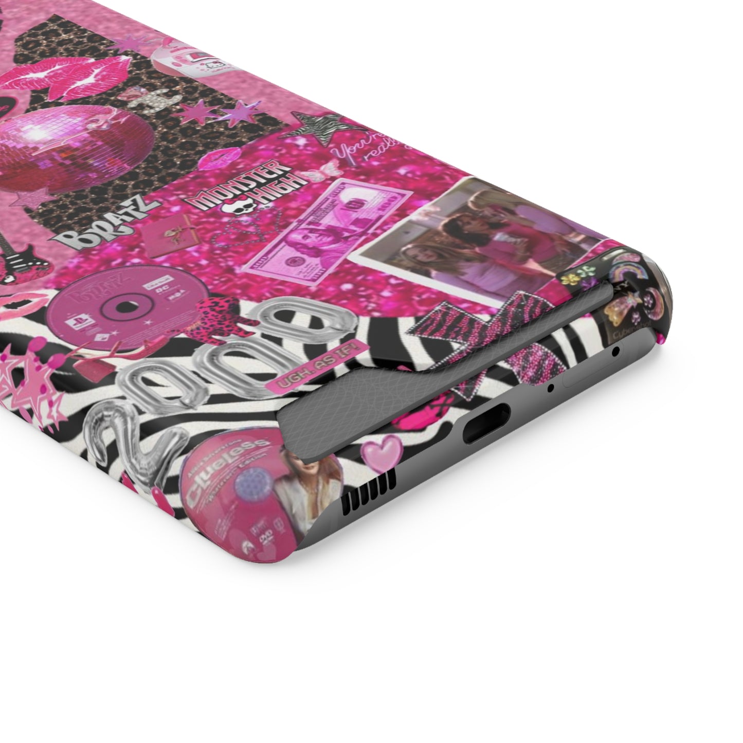 pink trashy Y2K Phone Case With Card Holder