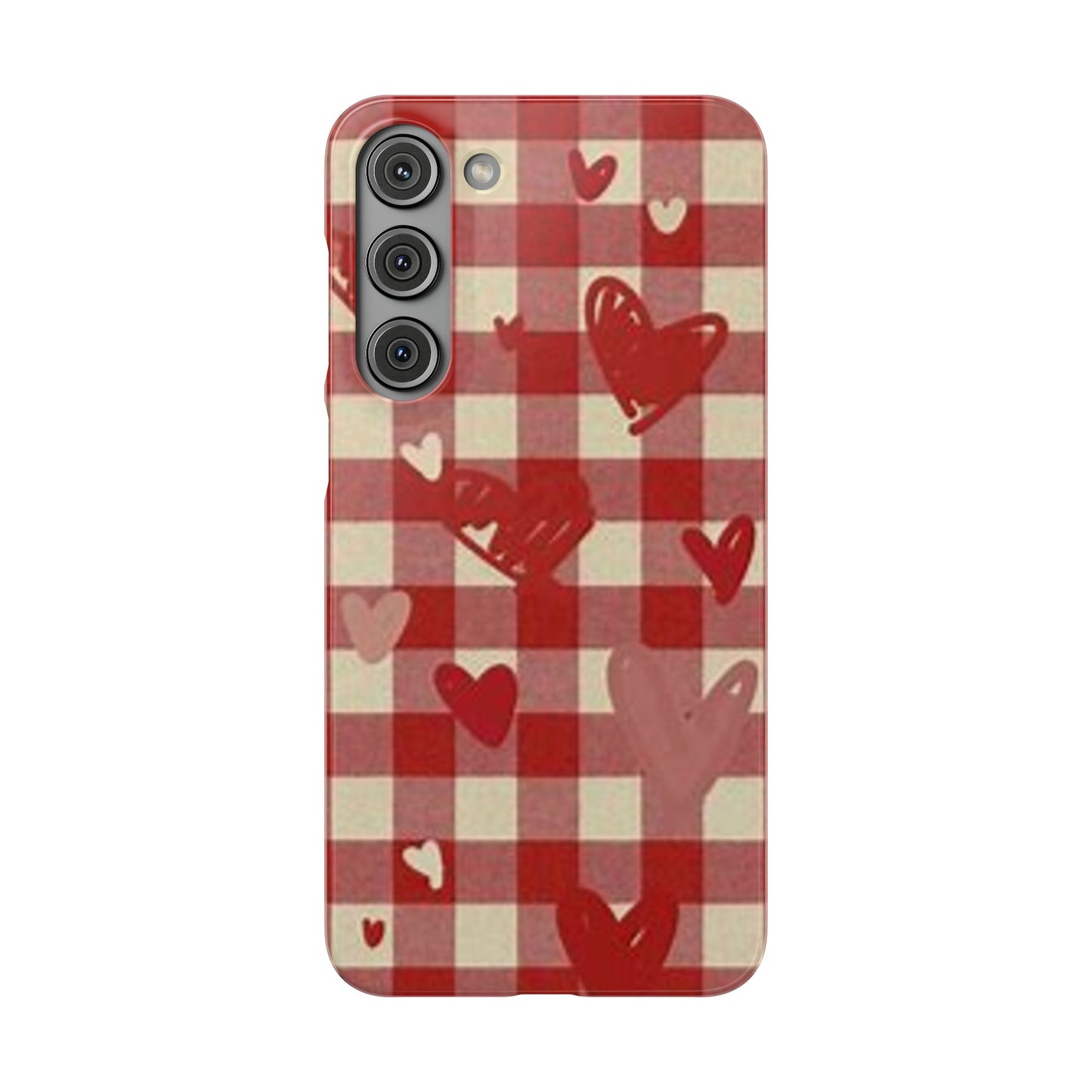 red plaid hearts phone case