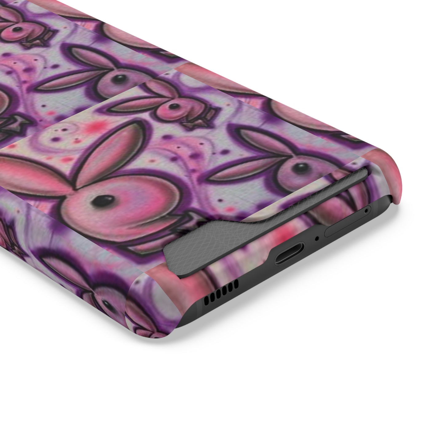 purple bunny Phone Case With Card Holder